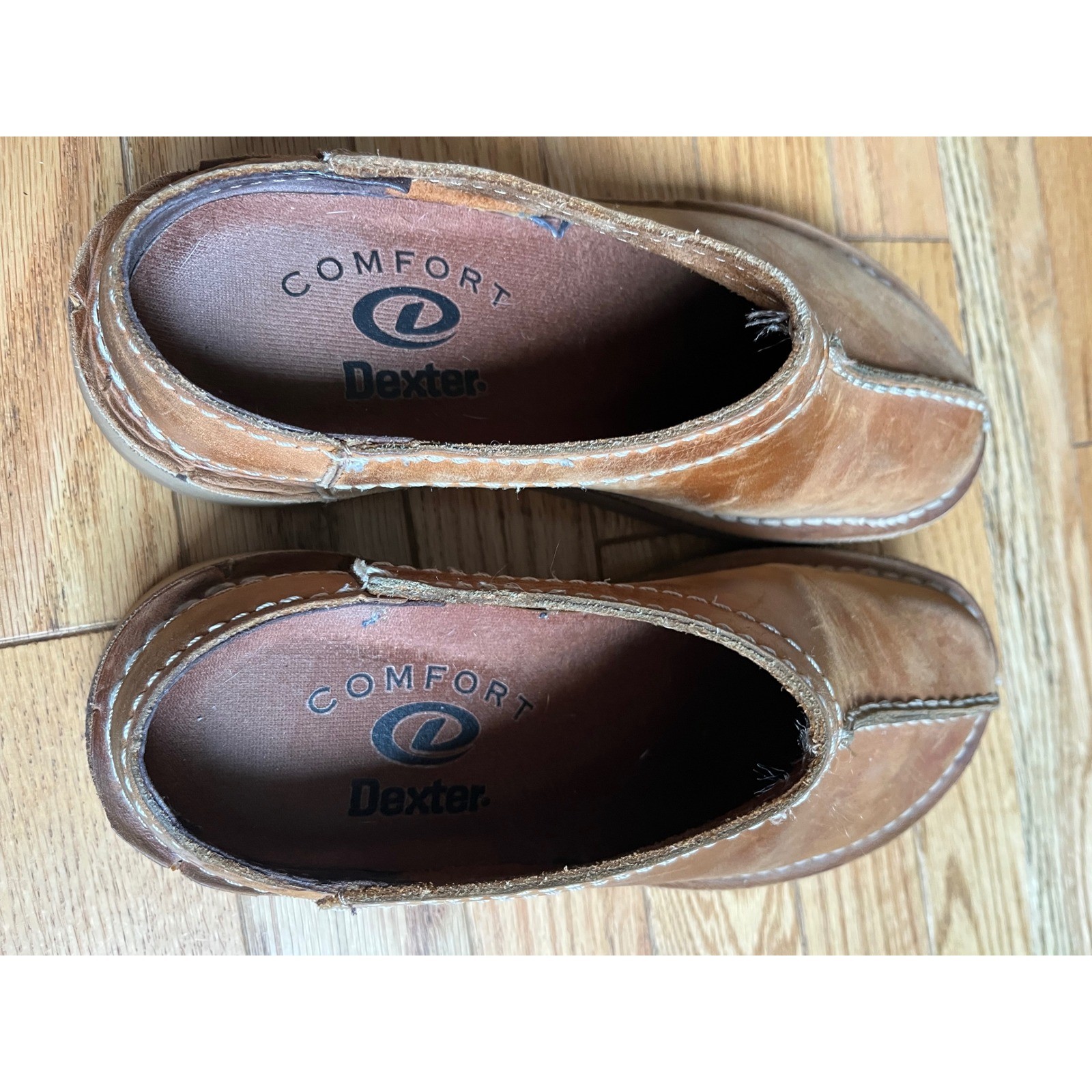Vintage Dexter Full Grain Leather Clogs Mules Slip On Women Brown Y2K 90s READ