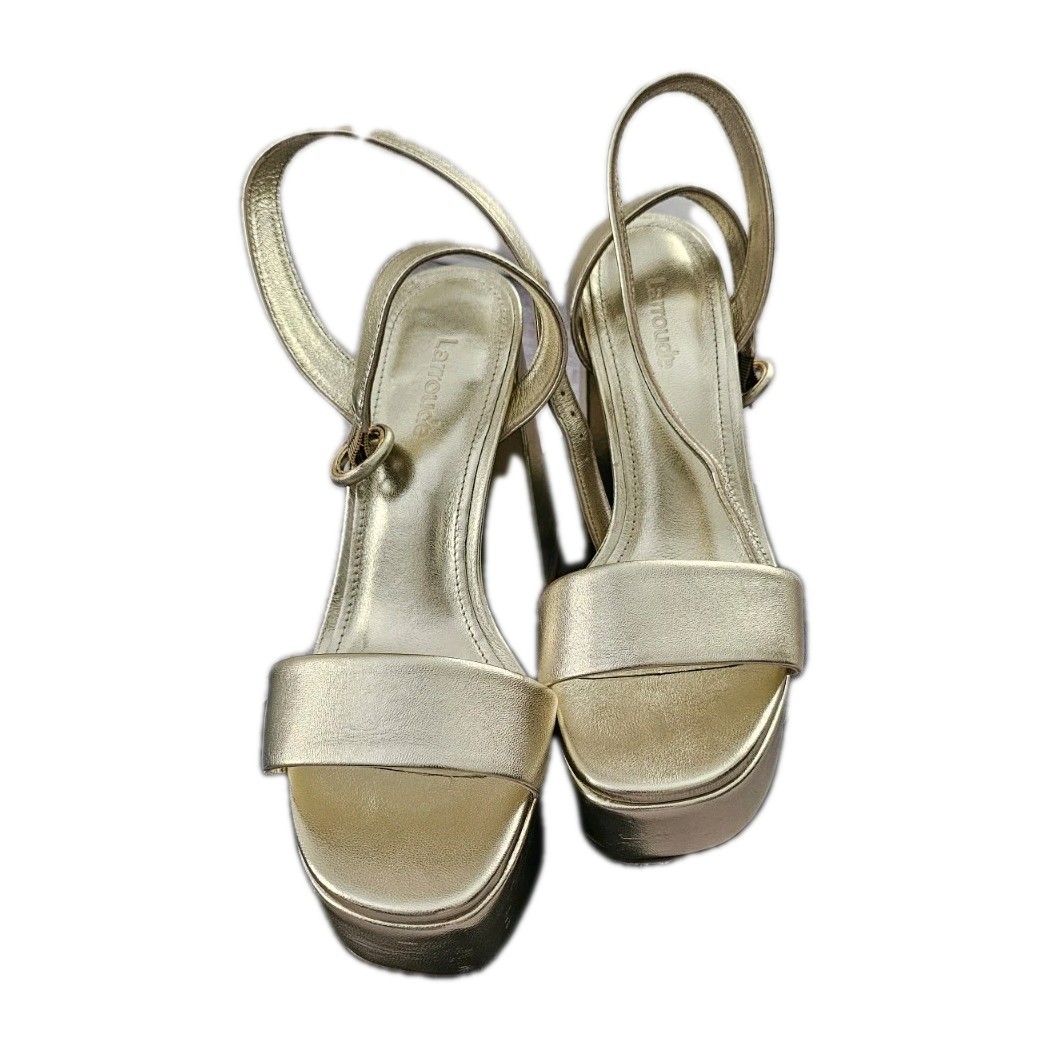 Larroudé Gold Platform High Heel Sandals Women’s Size 6 Handmade in Brazil