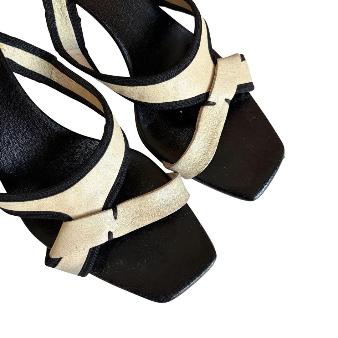 GUCCI Vintage Leather Mules Size 34C 21cm Black Beige Italy