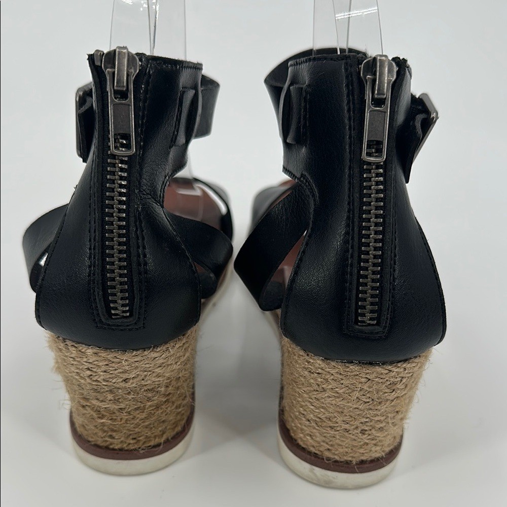 MIA Black and Brown Sandals Minimalist T-Strap Design