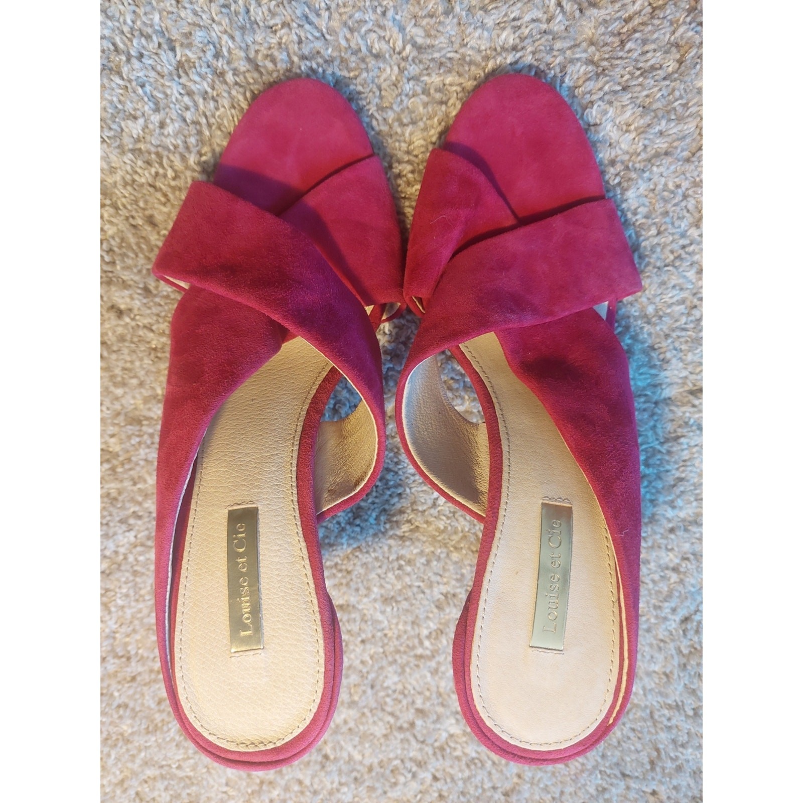 Louise et Cie Halloway II Suede Mule Heels Pink Fuchsia Slide Sandals 8.5 M