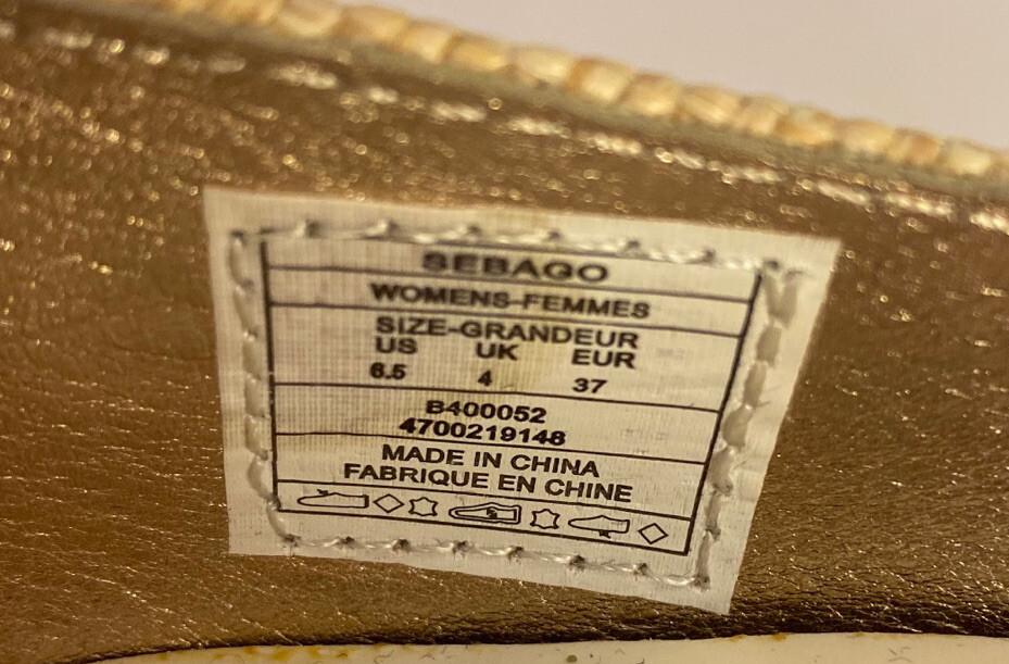 Sebago open toe flats gold detail woven straw look size US 6.5