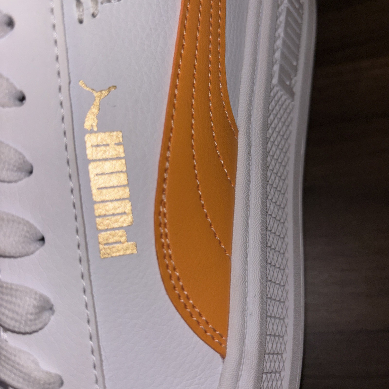 Puma Women’s 11 Smash Platform Sneaker White Orange Lace Up