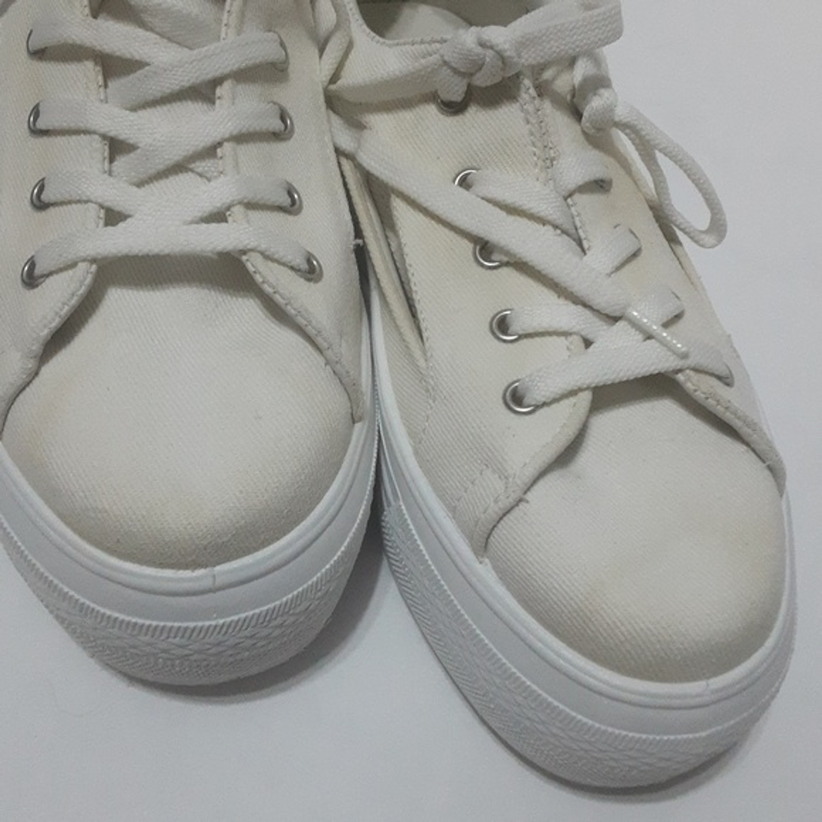 ASOS Open Sides White Canvas Triple Decker Platform Low Top Sneakers EU 38, US 7