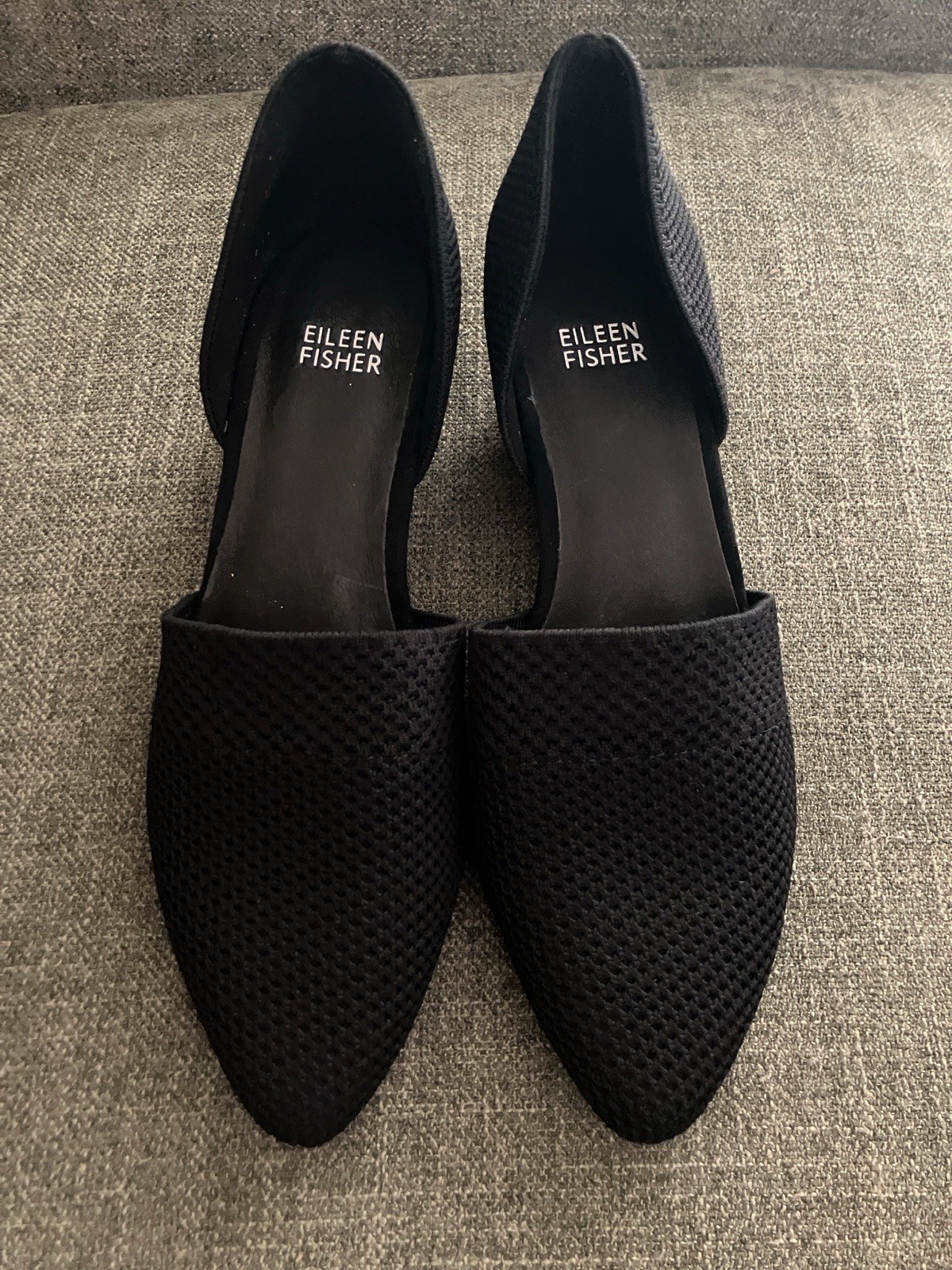 Eileen Fisher Women’s Black Synthetic Pointed Toe D’Orsay Slip On Heels 7.5