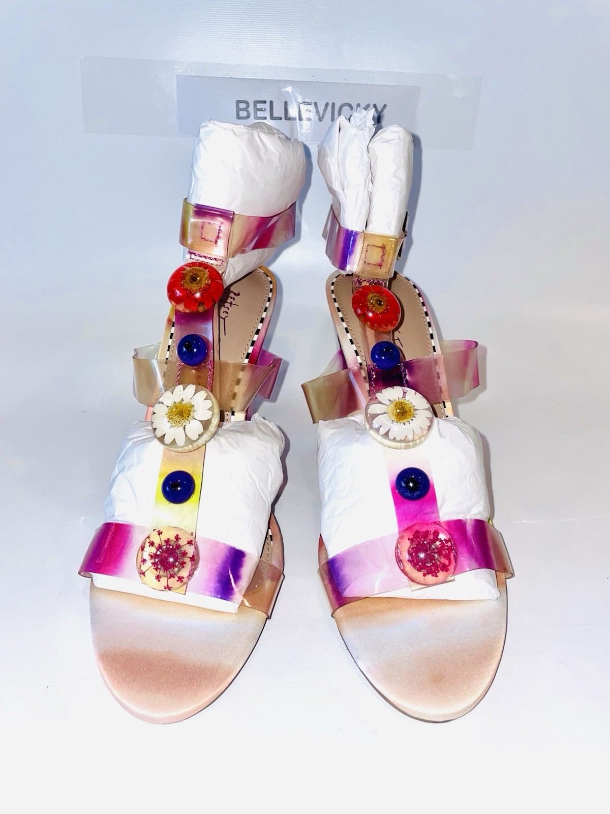 Betsey Johnson Sandals Size 8.5 floral see thru heels Lennie