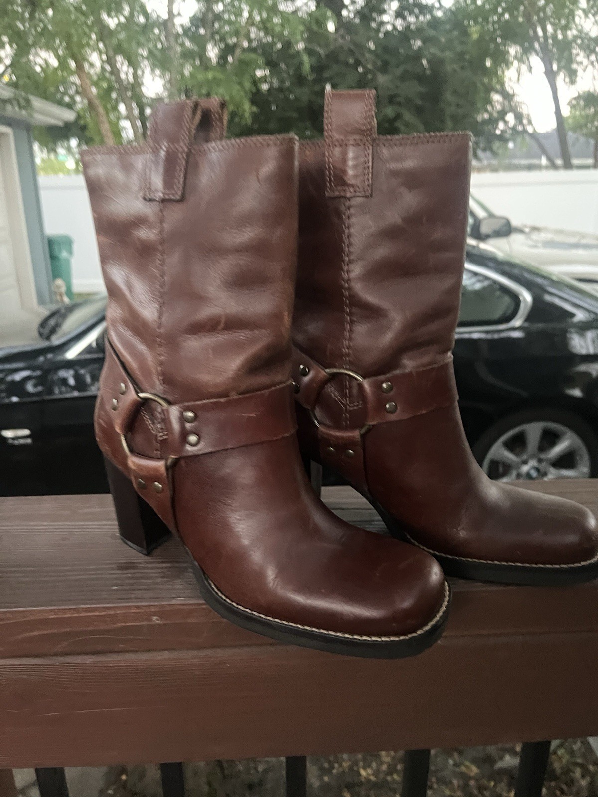 MIA brown leather heeled boots