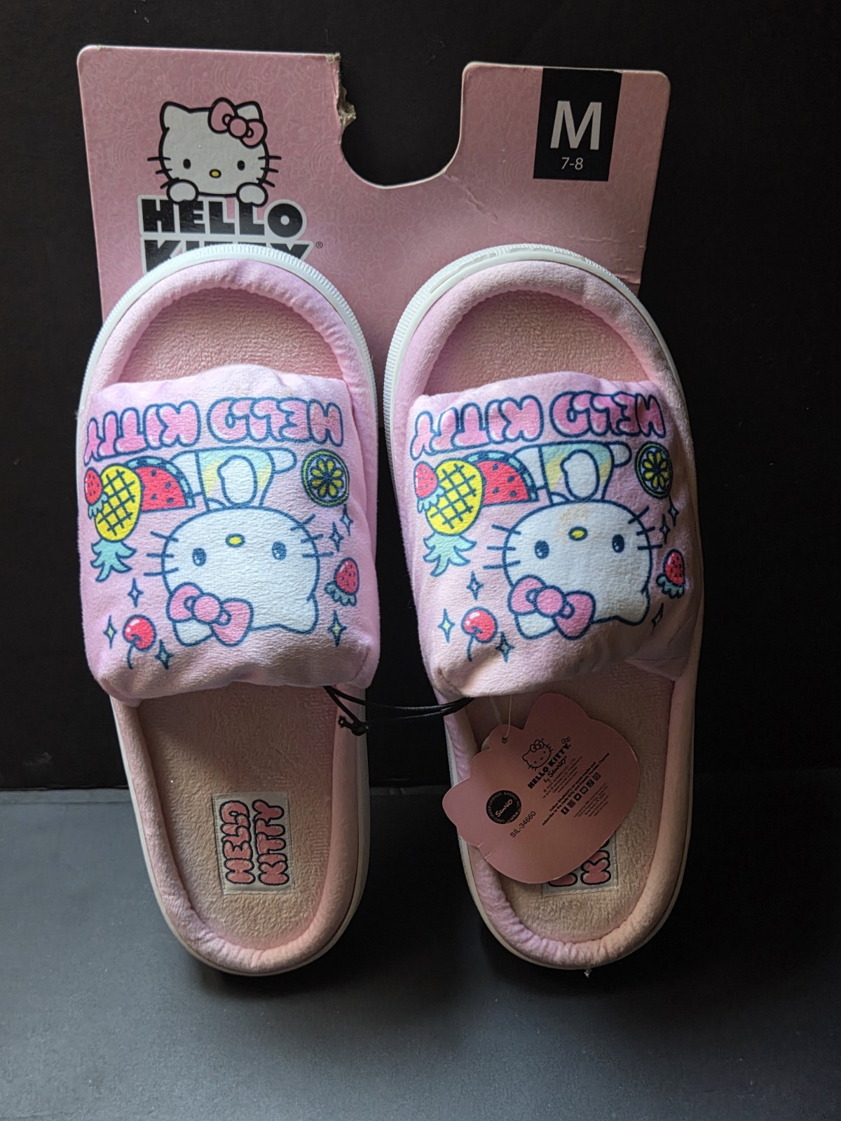 Hello Kitty Pink Puffy Slip-On Slippers Size M 7-8 New