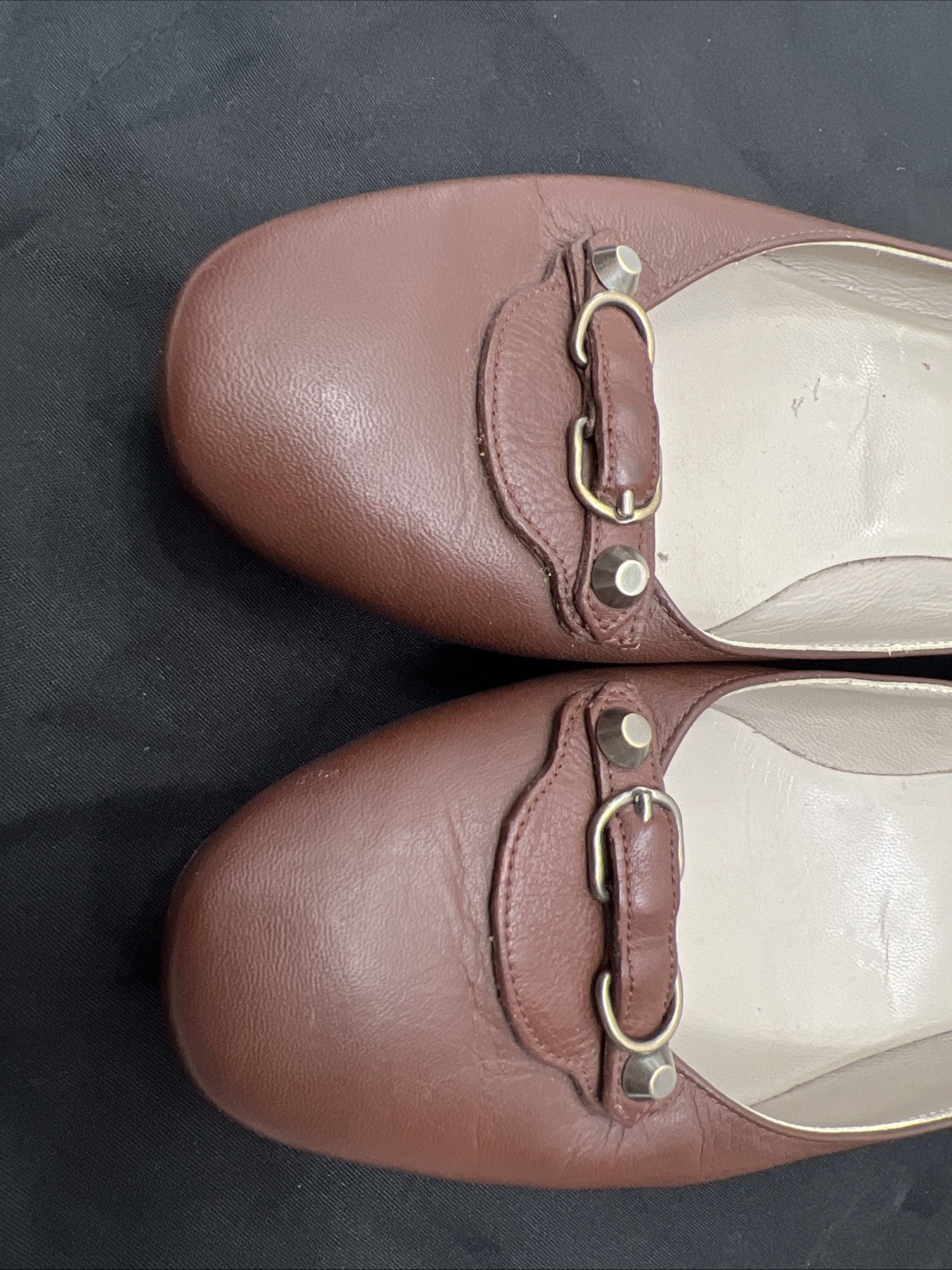 Balenciaga City 41 Ballet Low Pumps Studded Mules Slip On Smoking Loafers Mules
