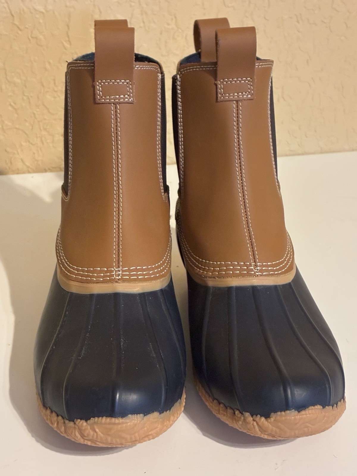 Lands’ End Duck Boots Women’s Size 8.5B Flannel Lined Chelsea Rain Preppy