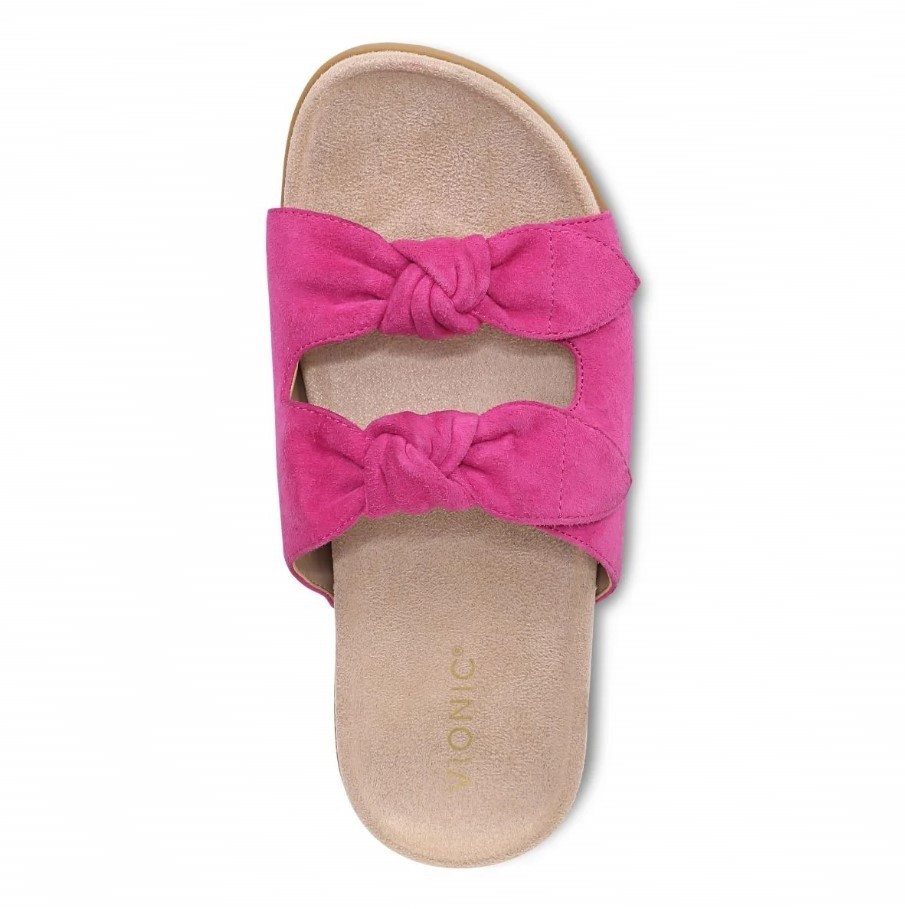 VIONIC Women Elara Slide Sandal, Rose Violet Suede (NEW)