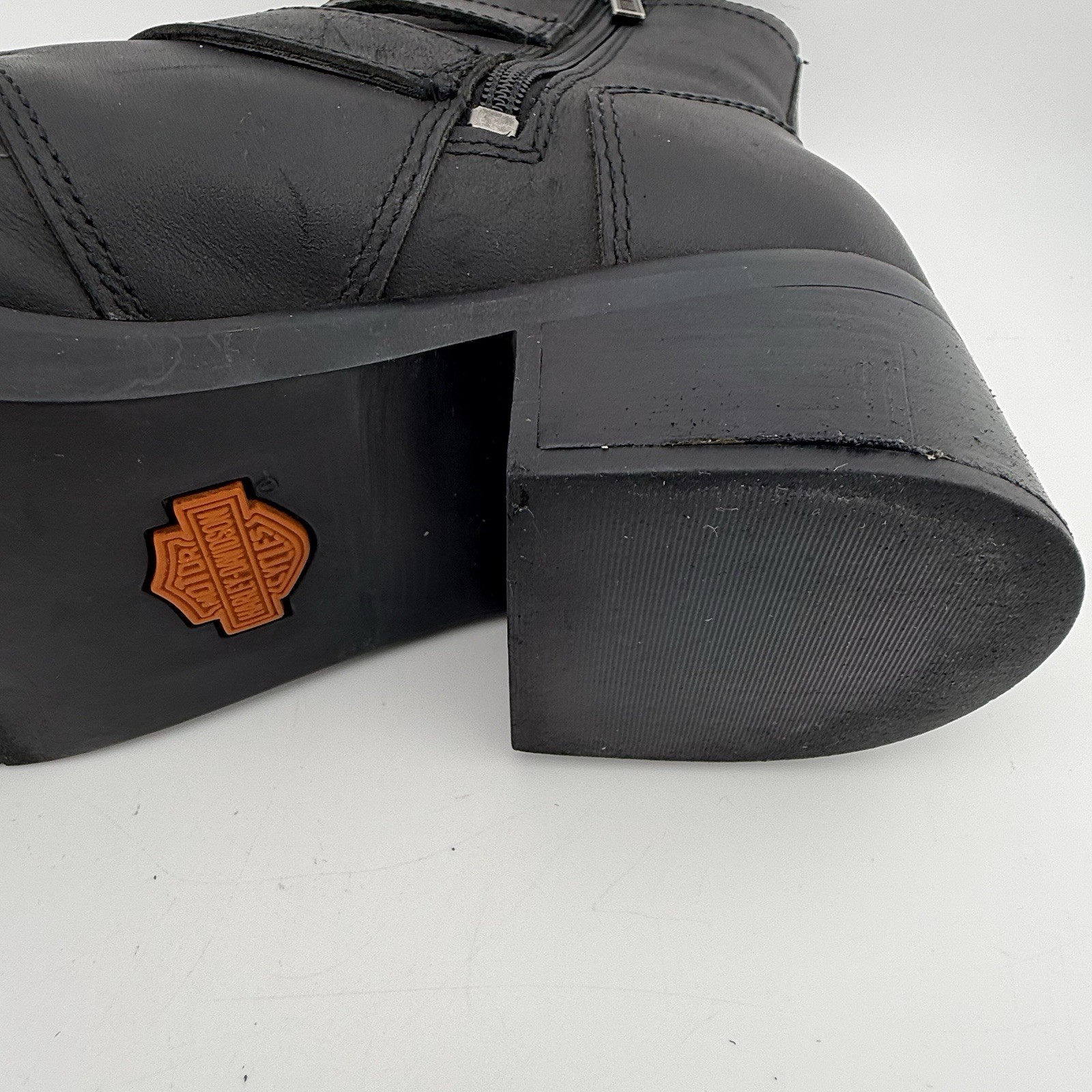 Harley Davidson Womens Black Biker Motorcycle Gothic Buckle Boots 8.5M CLEAN