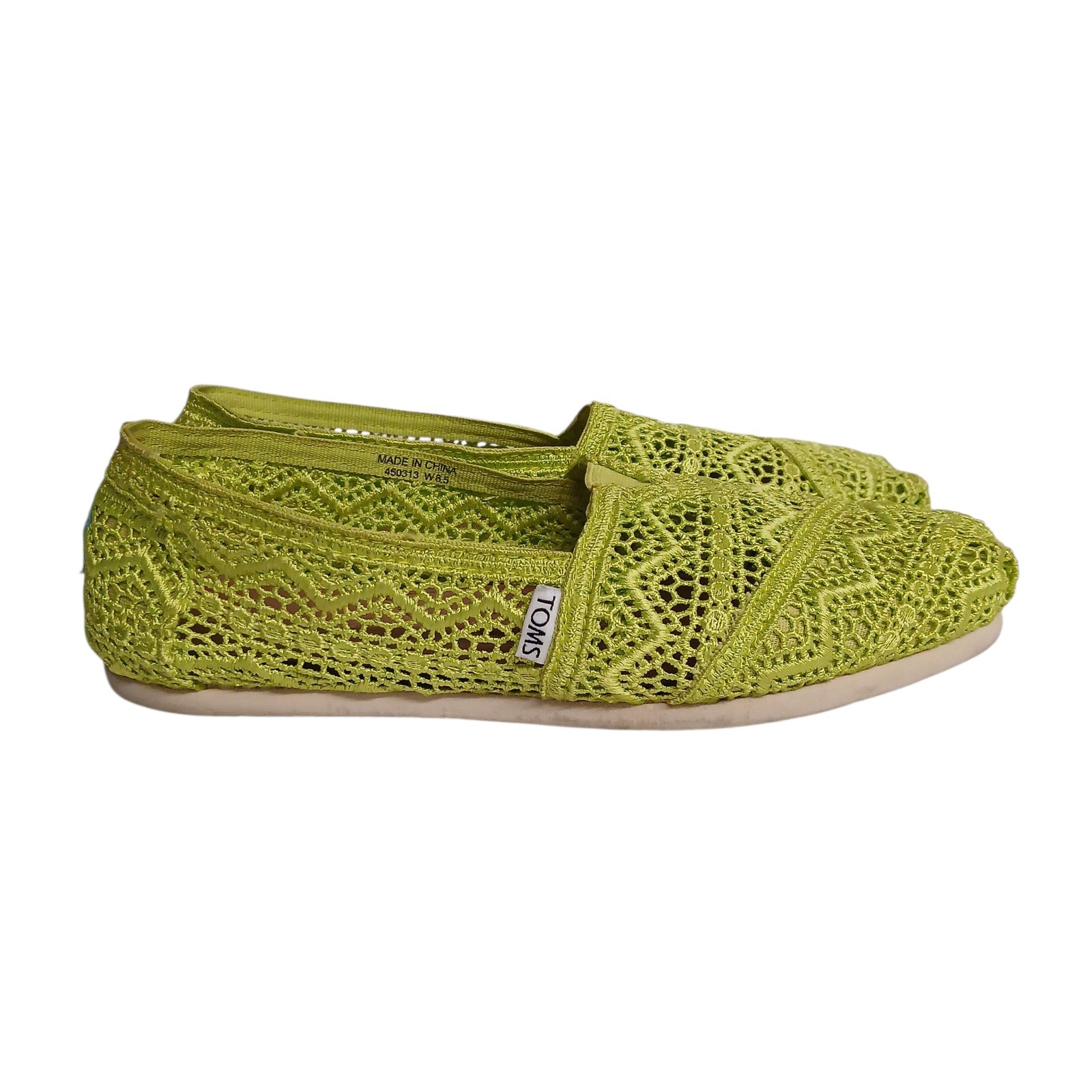 TOMS Women’s Alpargata Crochet Slip-On Casual Shoe Lightweight Yellow Size W 9.5
