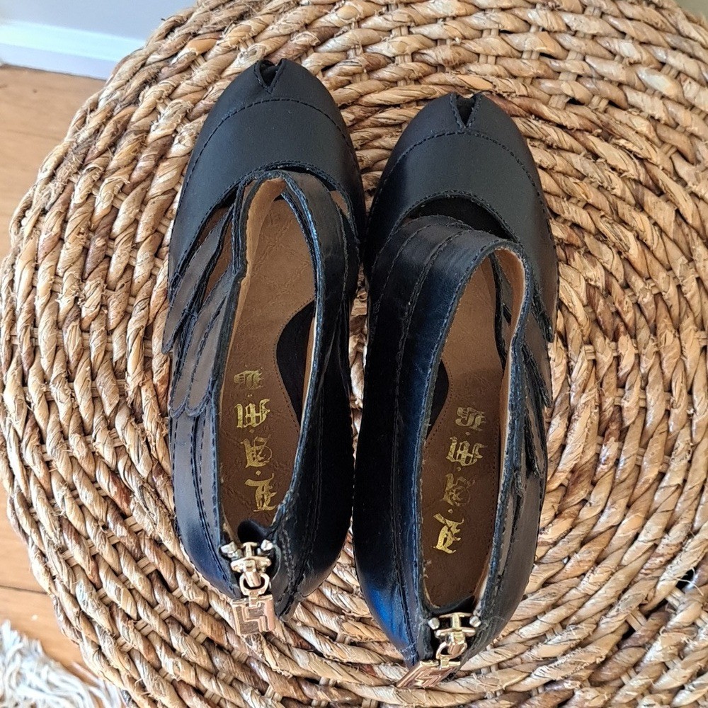 Lamb Womens Luxury Designer Black Leather Stileto Caged 4.75″ Heels S-8