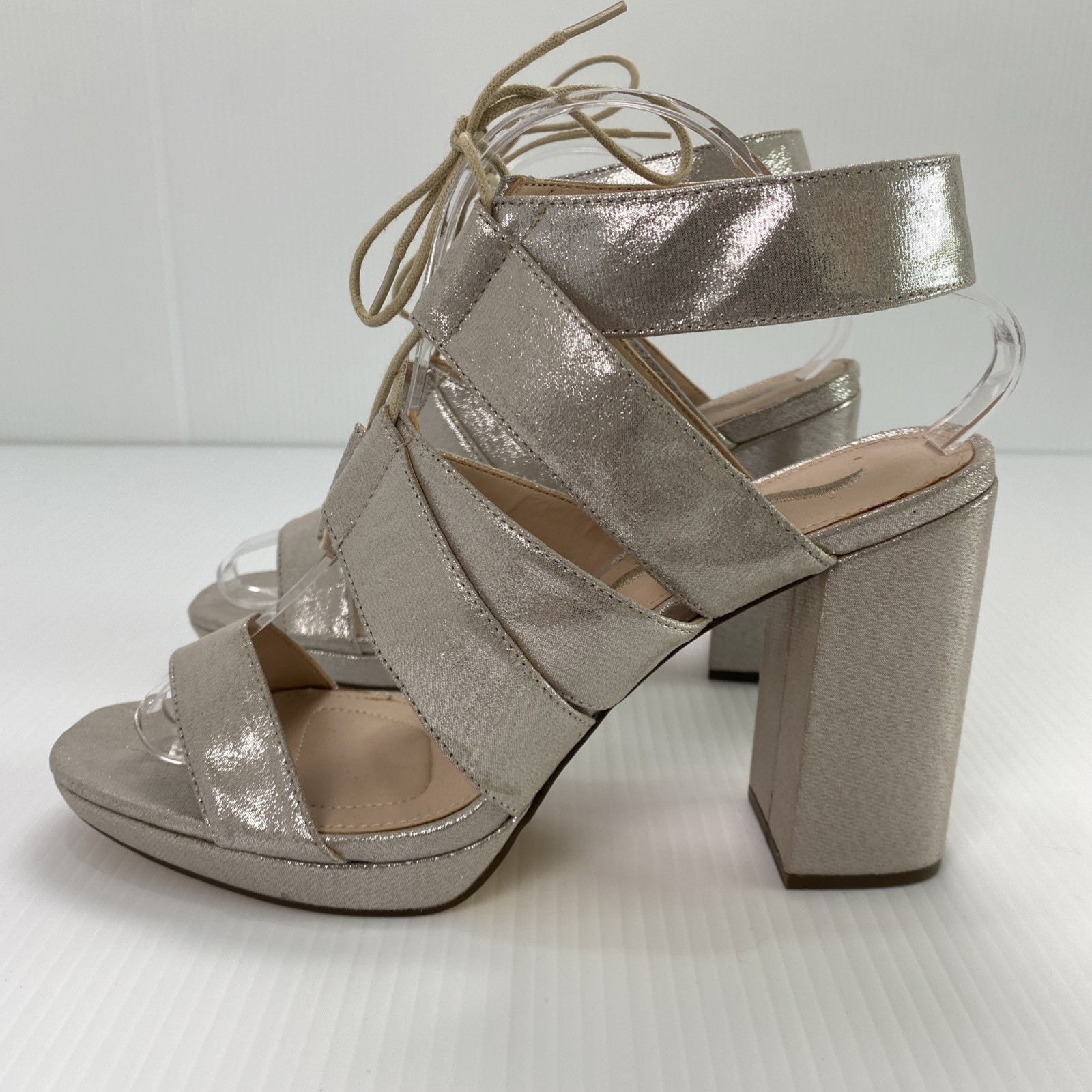 Nina Champagne Metallic Open Toe Platform Heel Sz US 10 Shimmer New