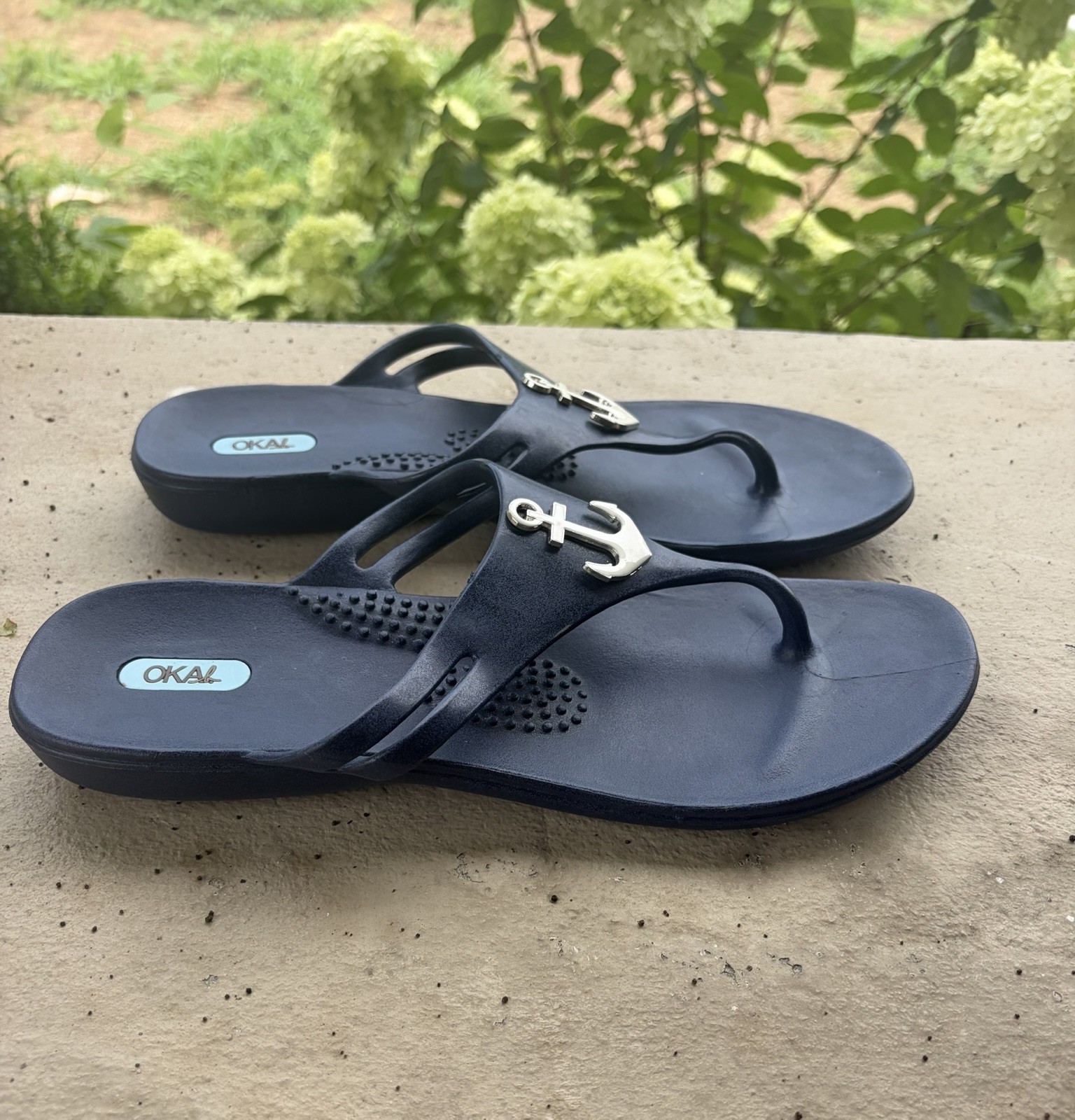 Oka-B Navy Anchor Flip Flop Sandals Nautical Made In The USA