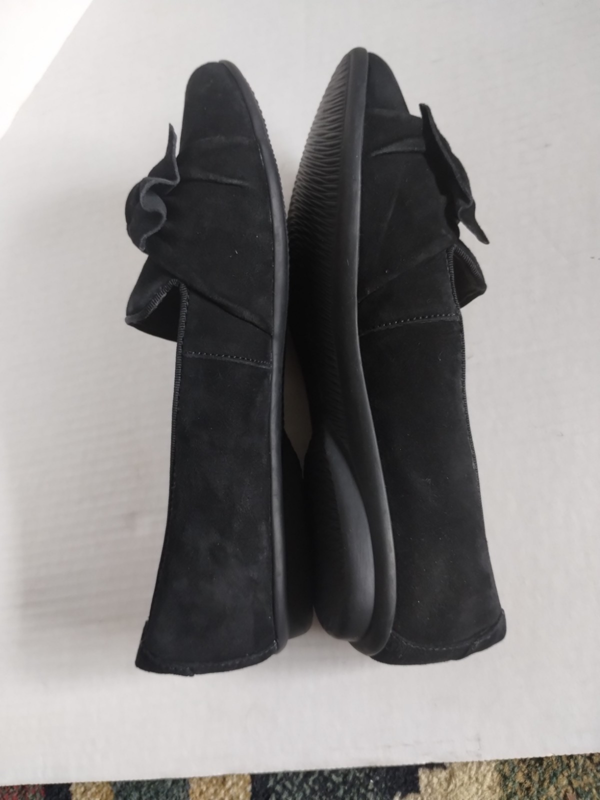 Clarks Collection NEW Gracelin Jonas Black Bow Suede Flat 8Wide Ultimate Comfort