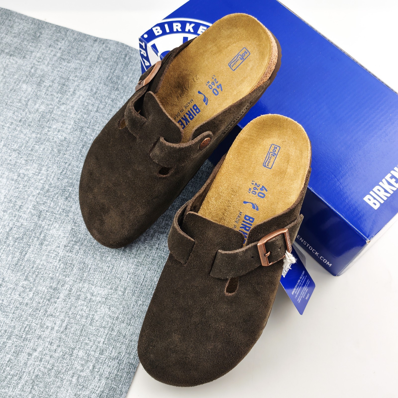 Birkenstock Boston Unisex Flat Shoes Mocha Suede Soft Footbed Multiple Sizes