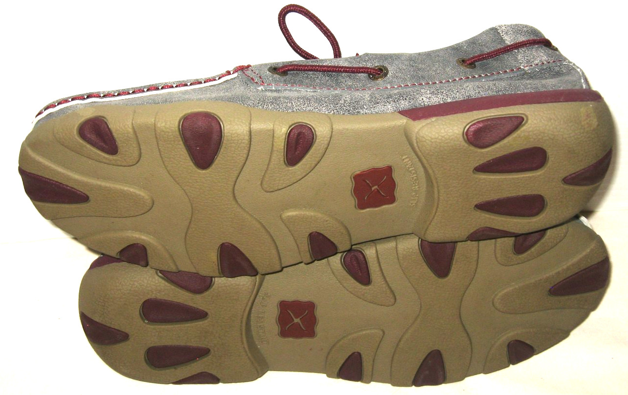 Women’s TWISTED X Gray Leather Lace-Up Driving Mocs Boat Shoes 9/39-40