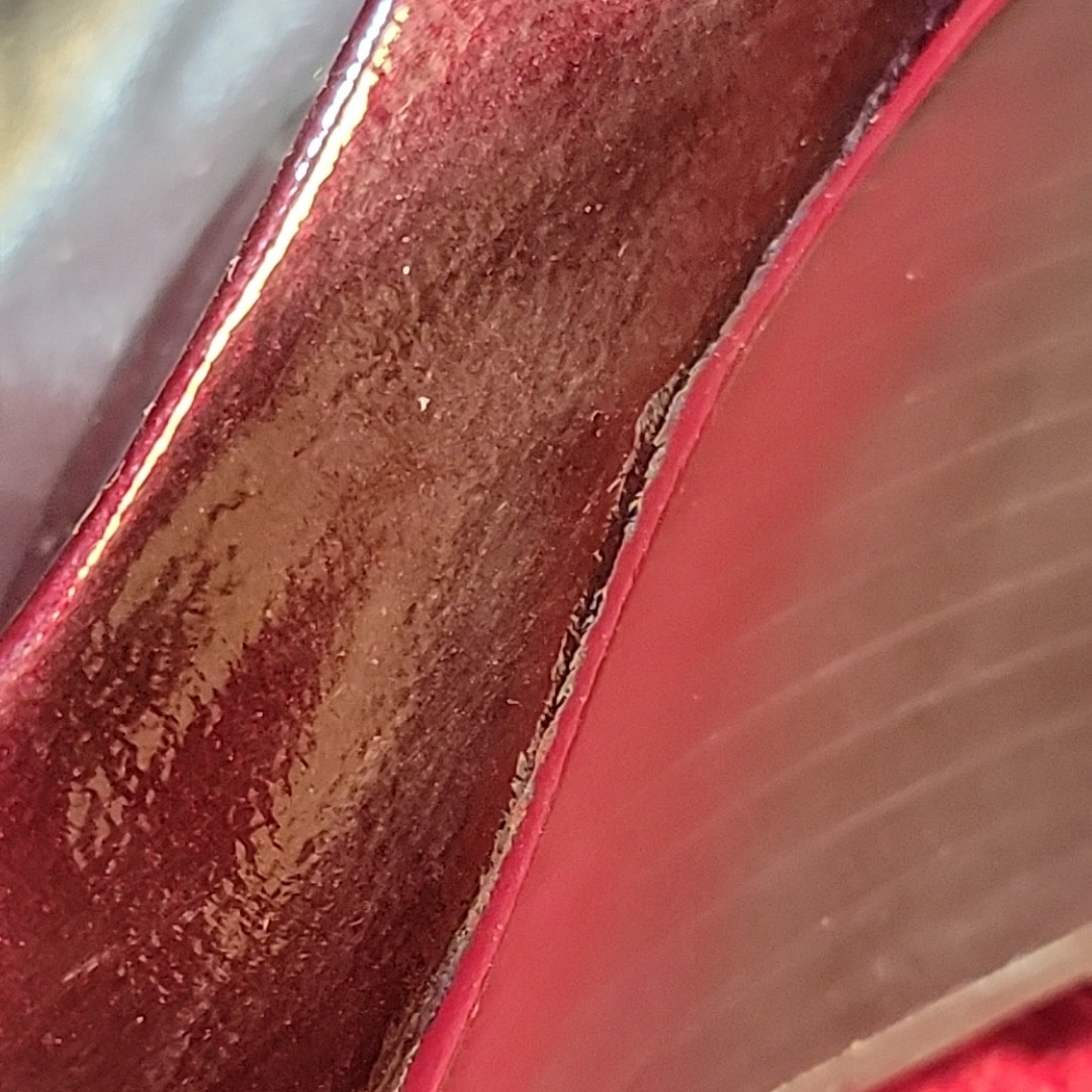NEIMAN MARCUS Patent WINE / BURGUNDY Wedge Heel SHOES Size 6.5 leather 37 (?) eu