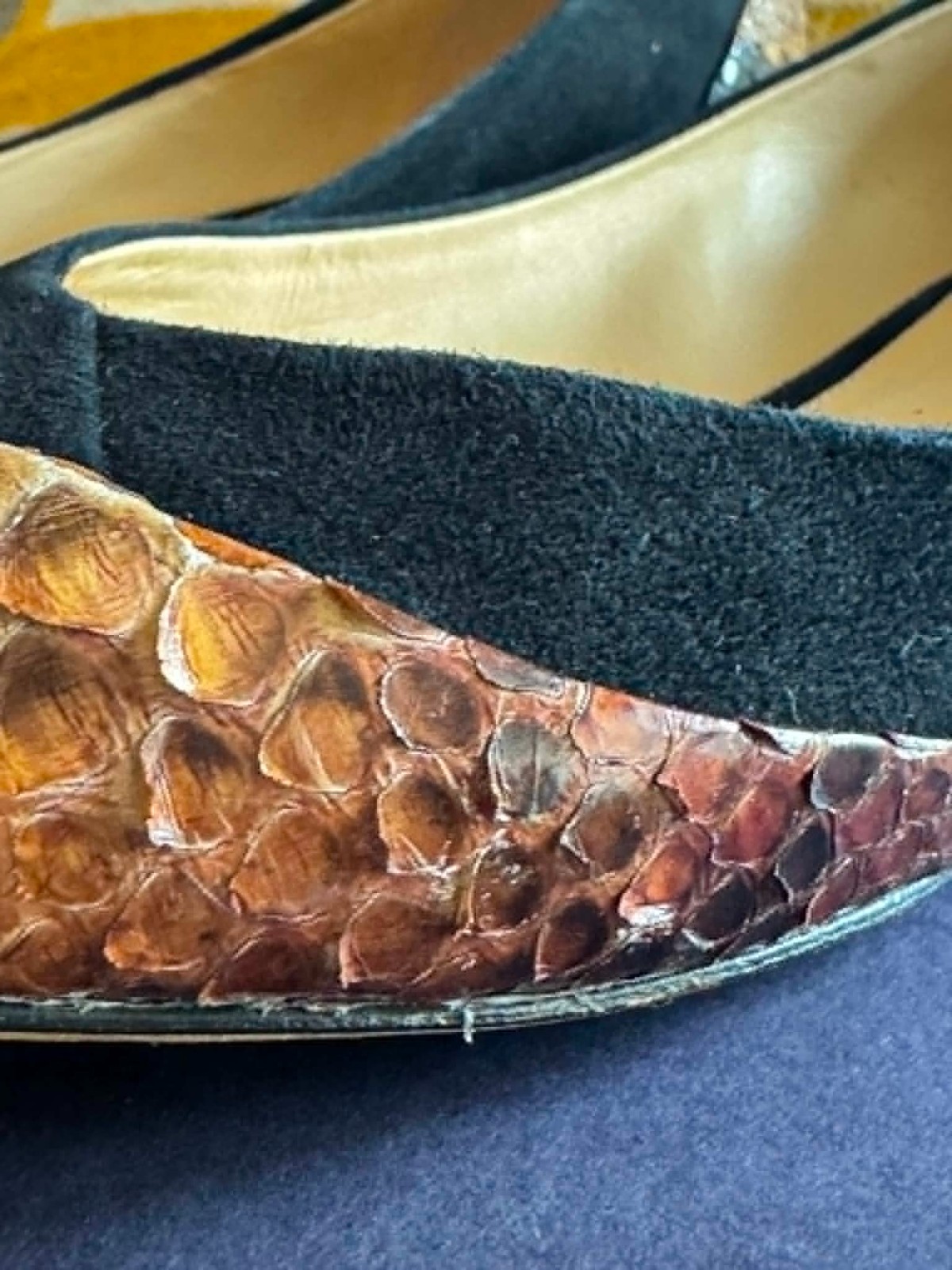 ALEXANDRE BIRMAN Python Snake Skin Suede Leather Ballerina Flats Size 37