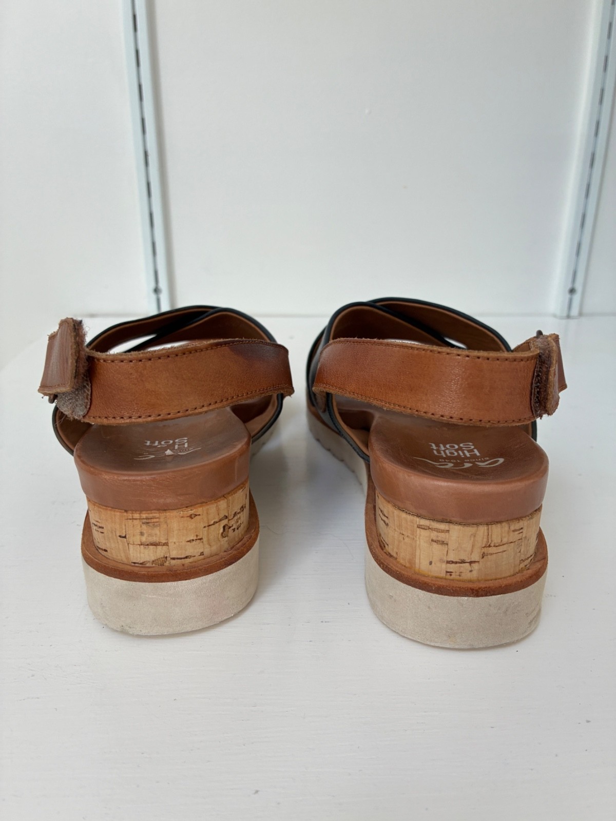Ara Wedge Sandals Valencia Wedge Leather Navy Blue Sandals Nautical US 7.5 EU38