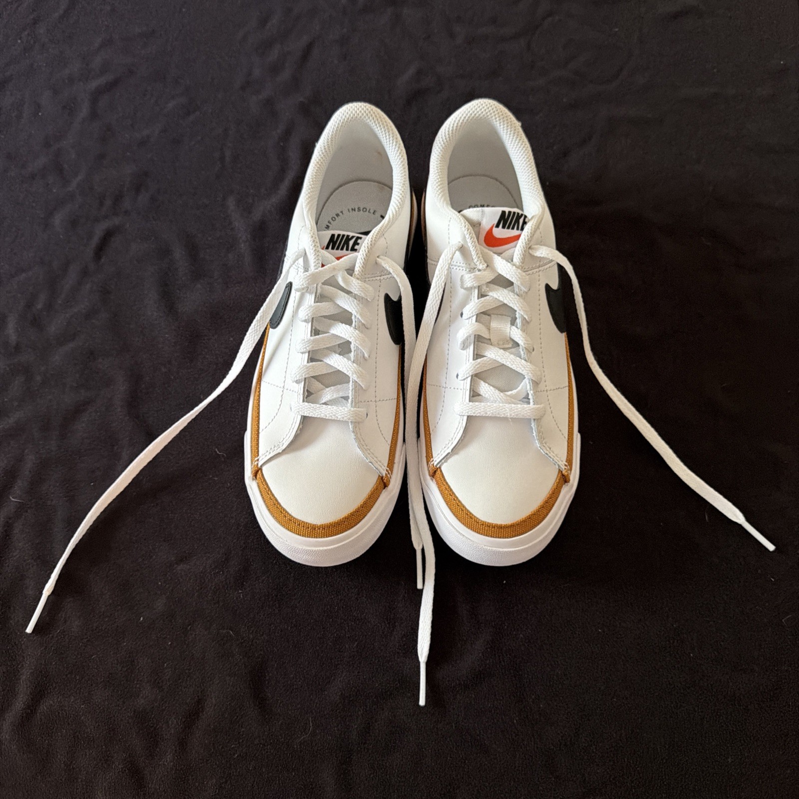 Nike Court Legacy Next Nature Women’s Sneakers White/Black/Desert Ochre, Size 4Y