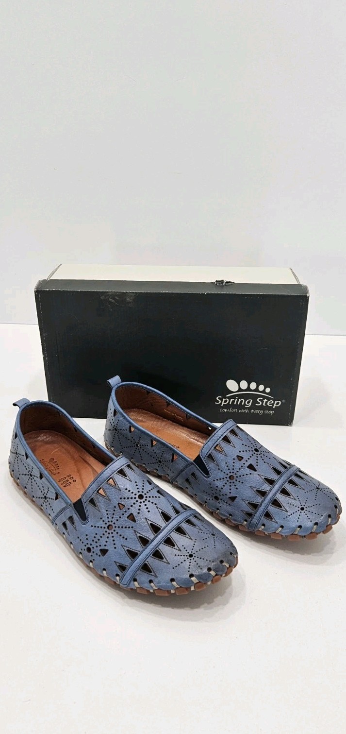 Spring Step Blue Fusaro Leather Shoes Flats Loafers – Size 12 1/2 – 13