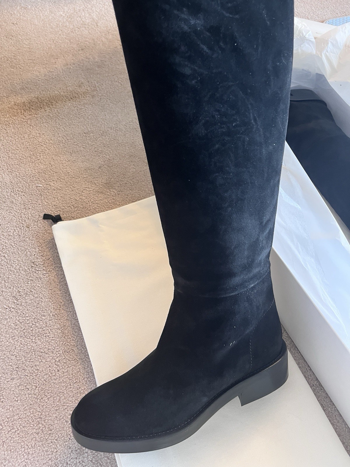 CO Los Angeles Suede Over-the-Knee Slouch Boots 20mm Italy 100% Leather Sz37 NWT