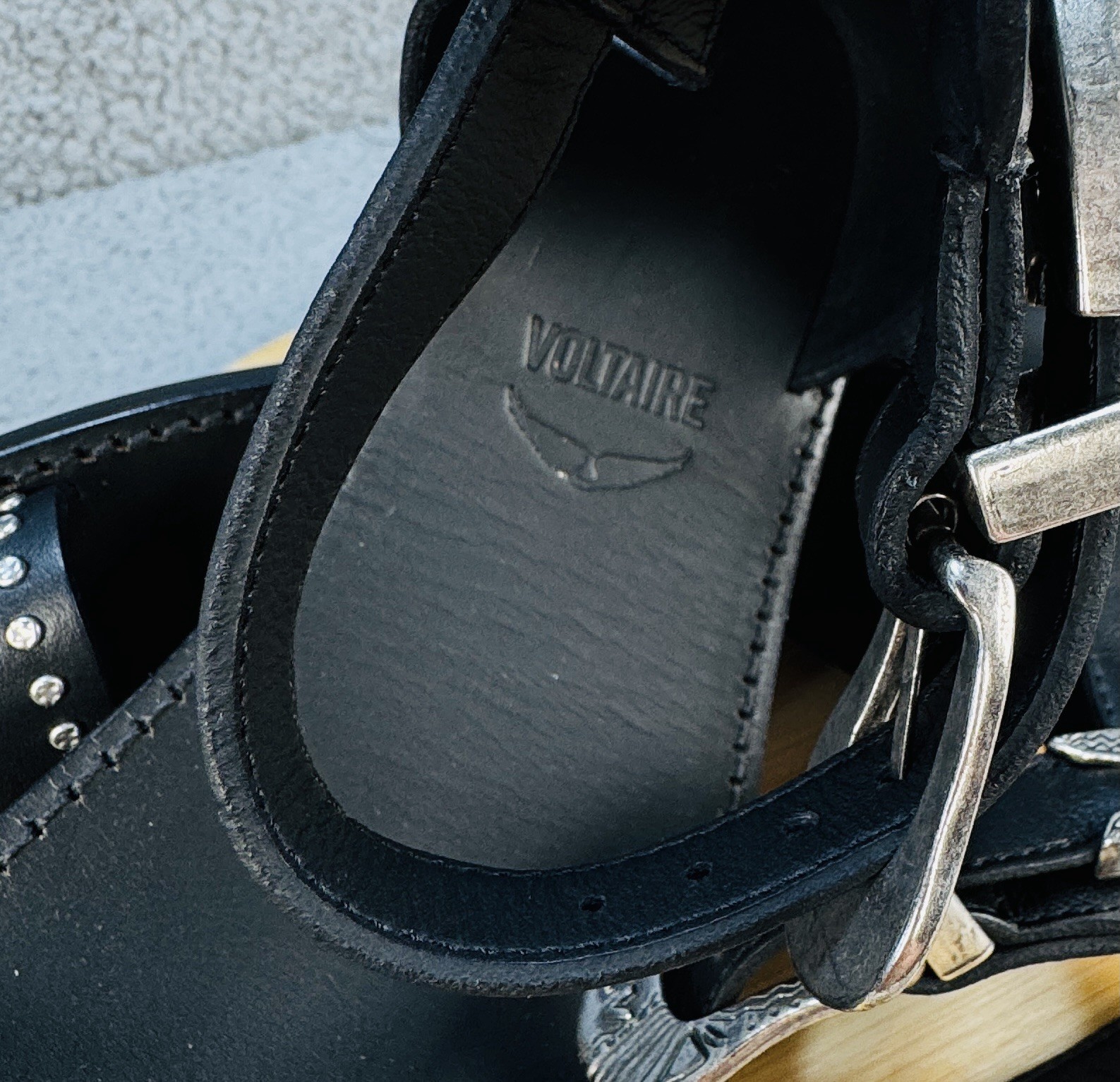 Zadig & Voltaire Paris Black Leather Studded Sandals EU 37 US 6