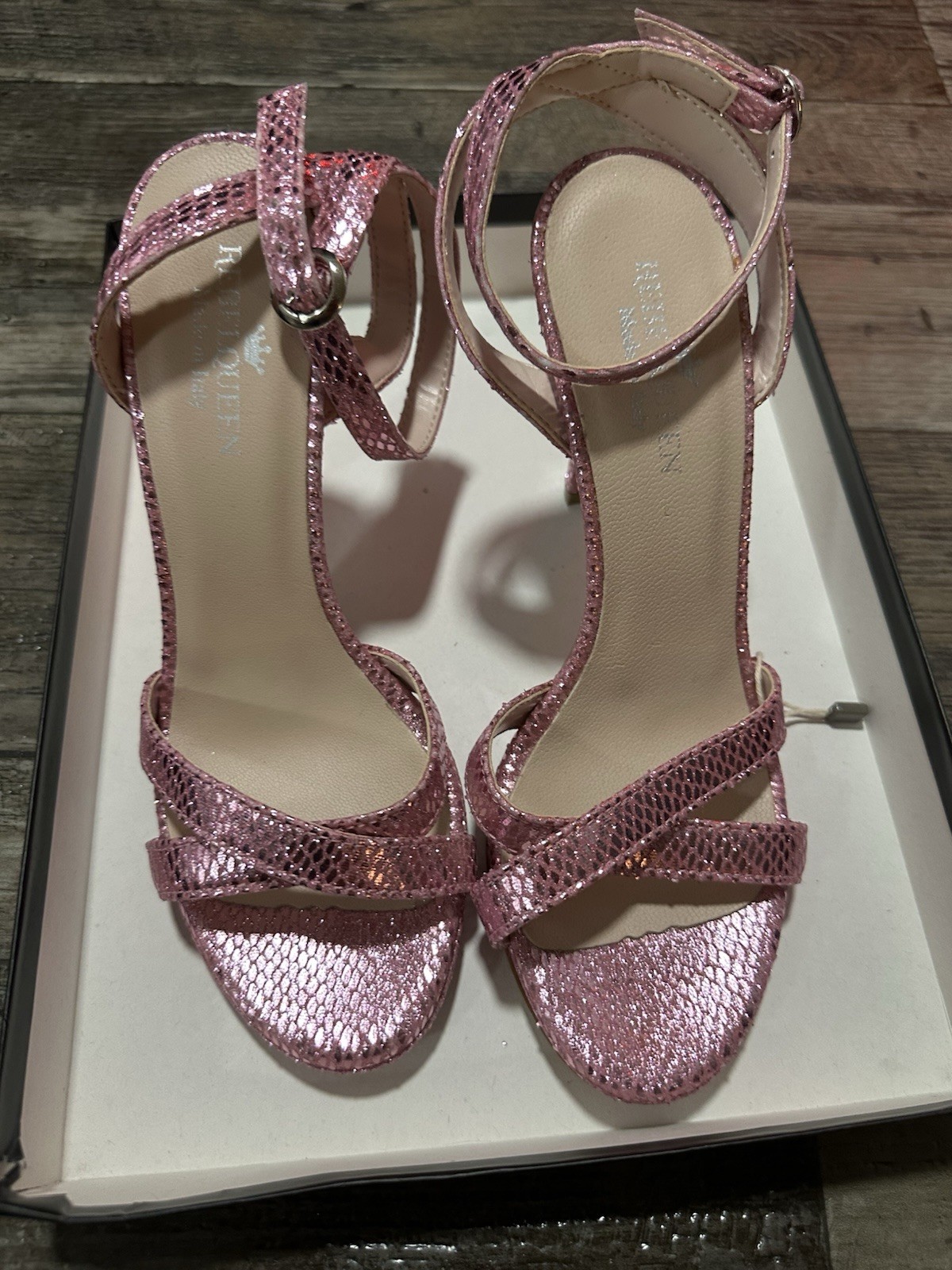 New with box RebelQueen Rebel Queen Rose Pink Strappy Heels Sandals 37 Size US 7