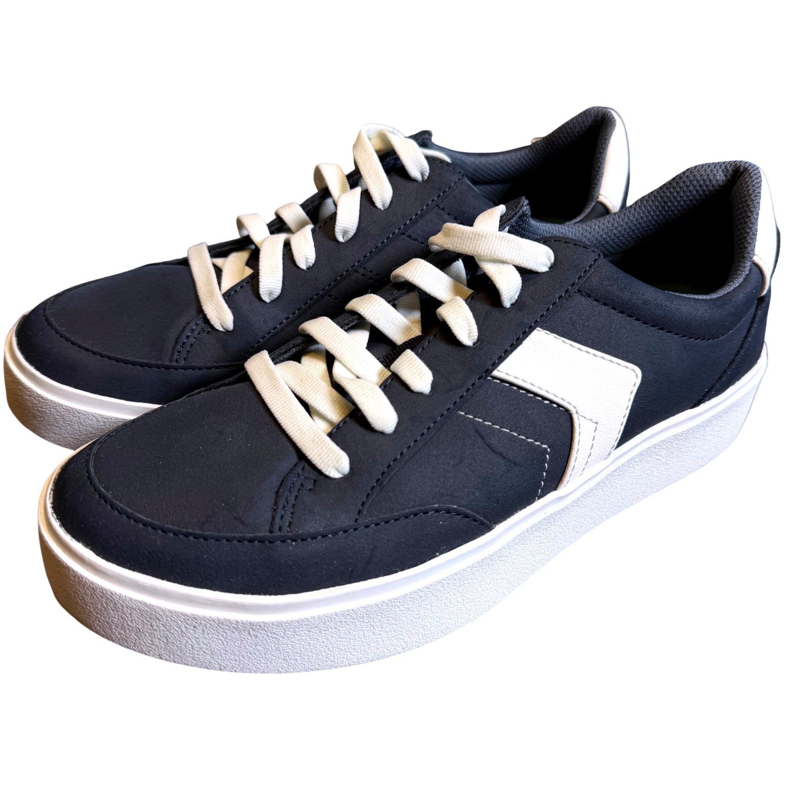 Dr Scholls Madison Lace Womens 8 Navy Blue White Platform Sneakers