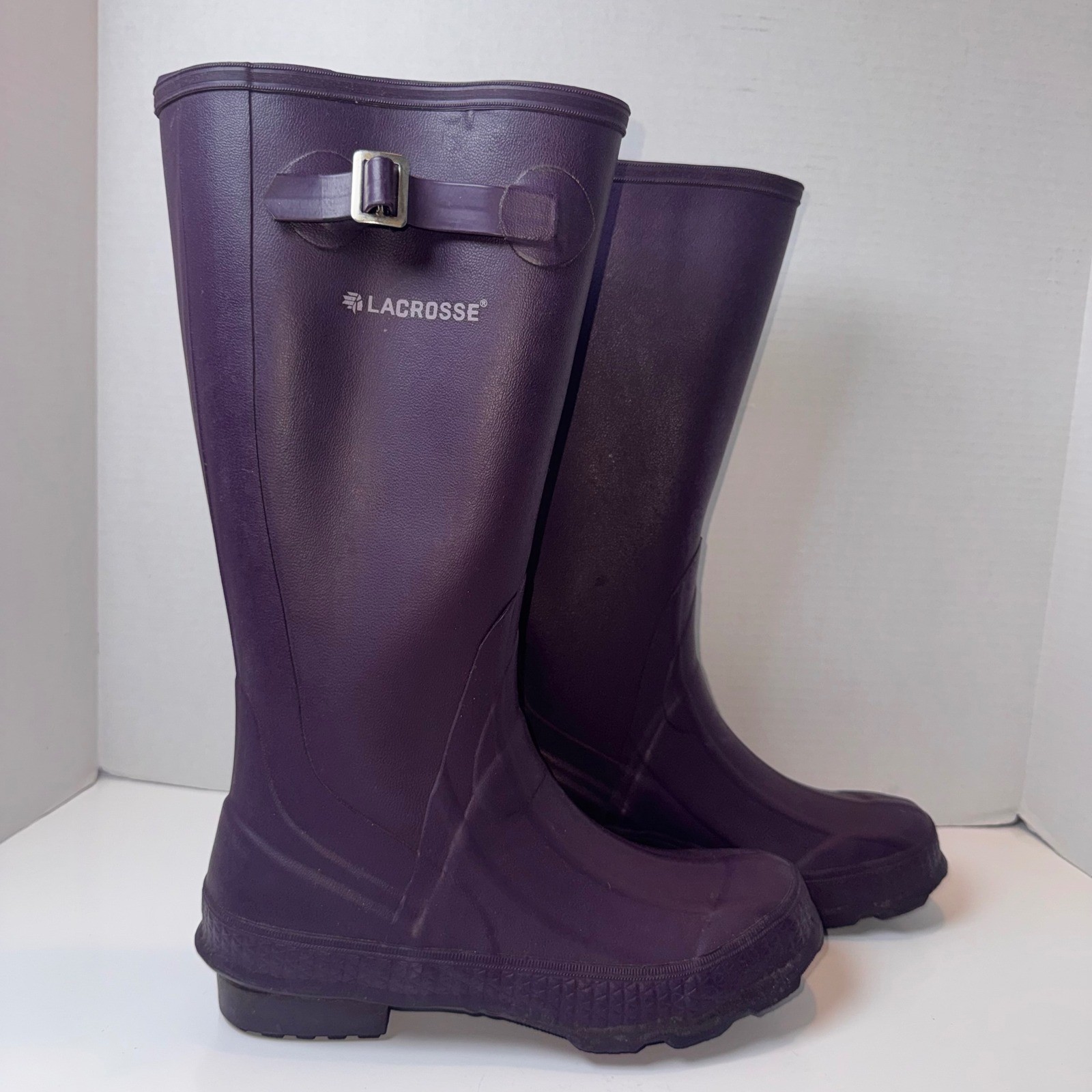 LaCrosse Grange Rain Boots Womens 8 Plum Purple 14 Inch Waterproof Rubber 631126