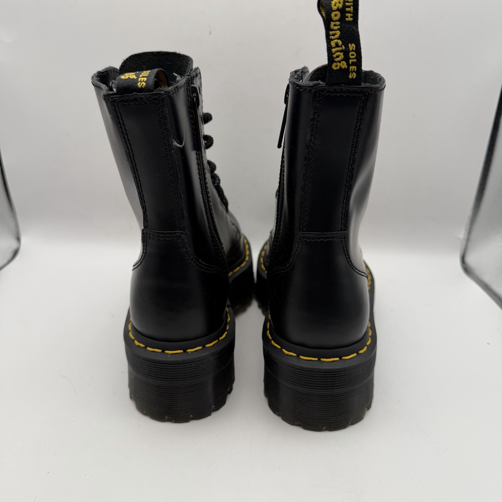 Dr. Martens Jadon Platform Leather Women’s Boot – Black Polished Smooth, Size: 5