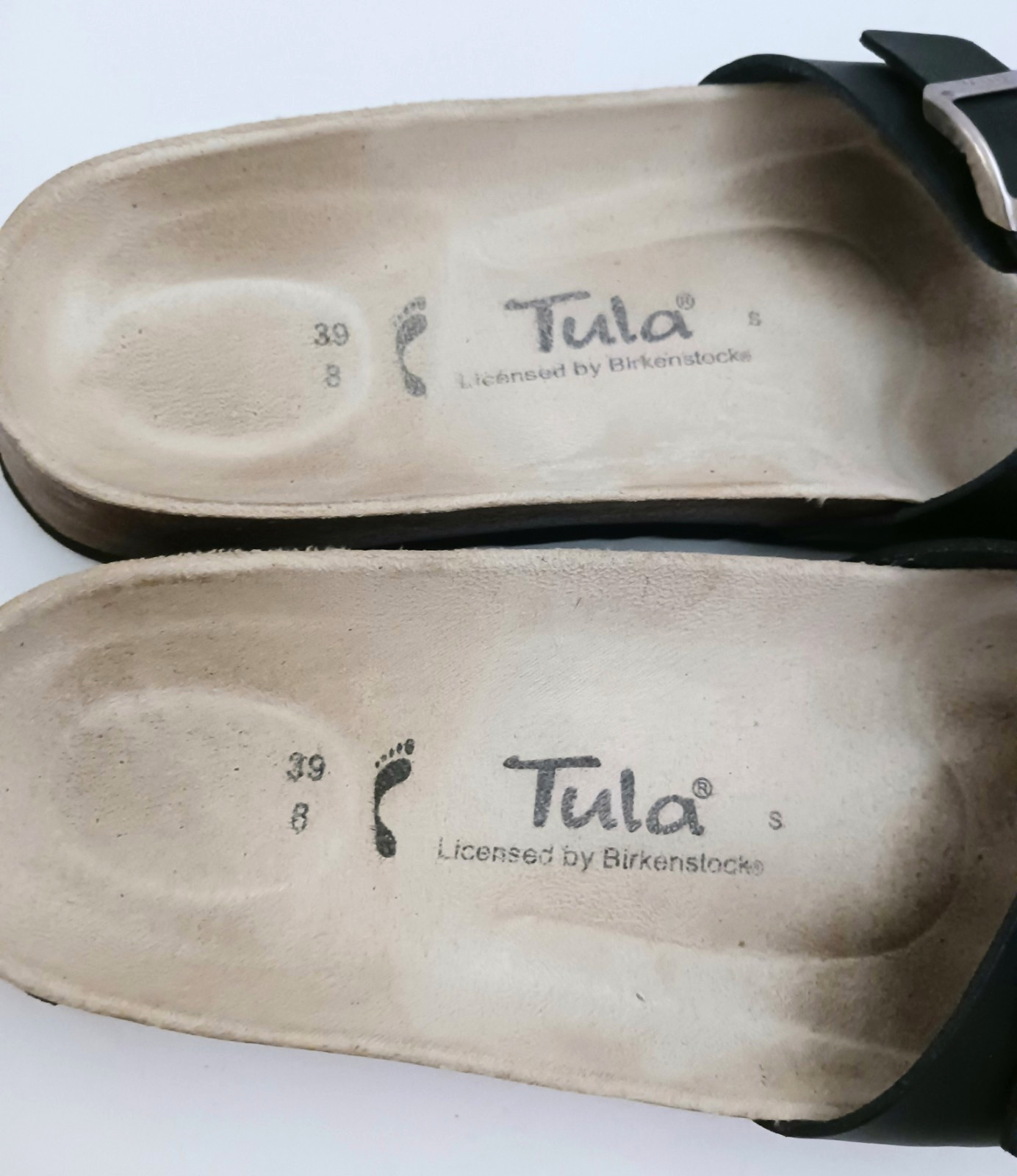 Tula Birkenstock Madrid Blk Birko Flor Single Strap Silver Buckle EU 39 8-8.5 N