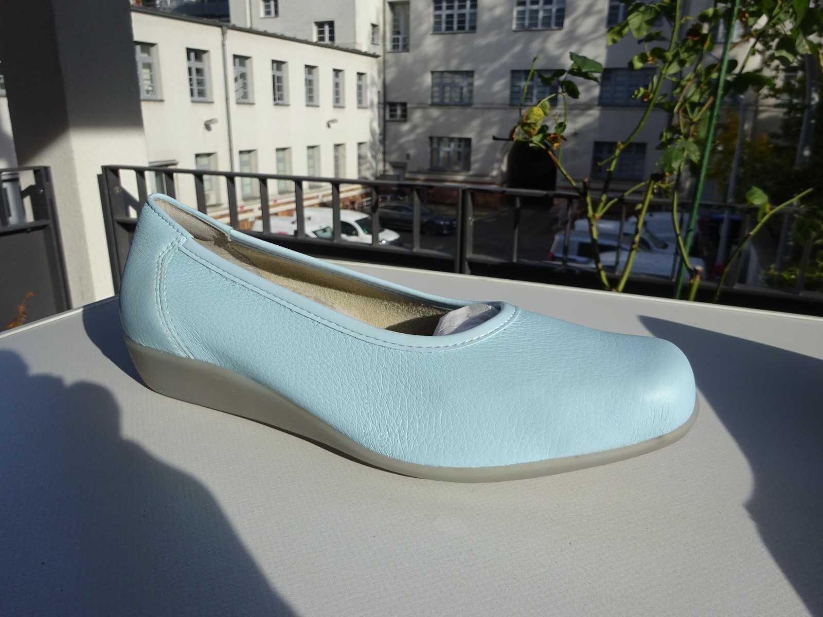 Vitaform women’s ballet flats leather deerskin rubber edge light blue Germany size 38 H New