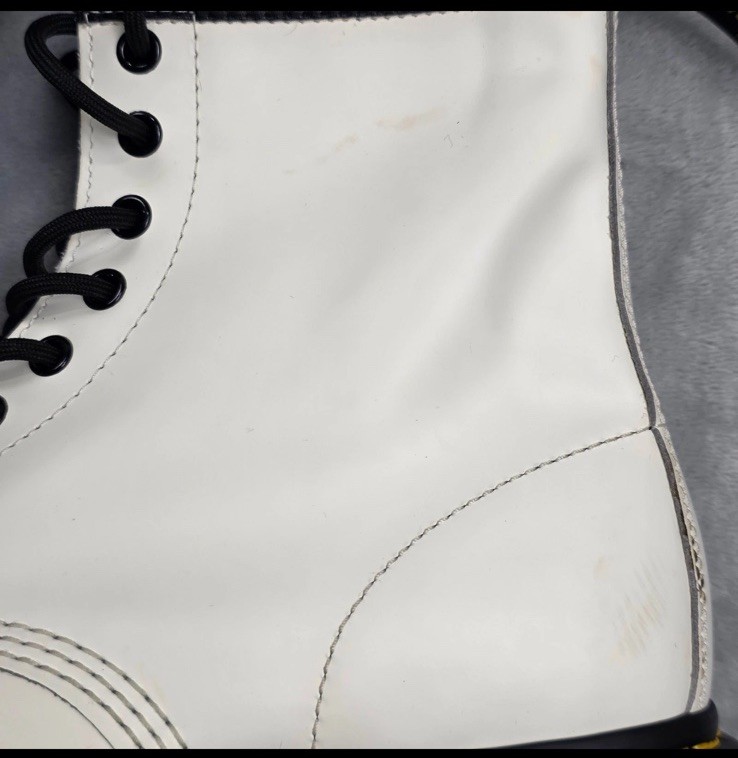 Dr. Martens 1460 Boots Unisex US Men 9 Women 10 White Smooth Leather 8-Eye