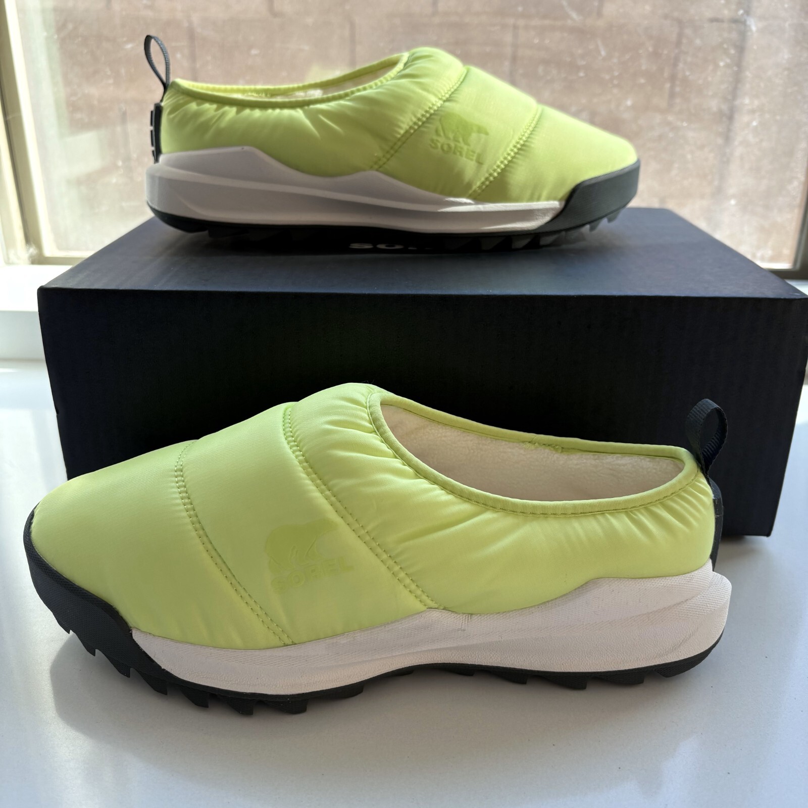 Sorel ONA RMX Puffy Slip-On Quilted Shoes Tippet Green Size 7.5 8 9.5 or 10
