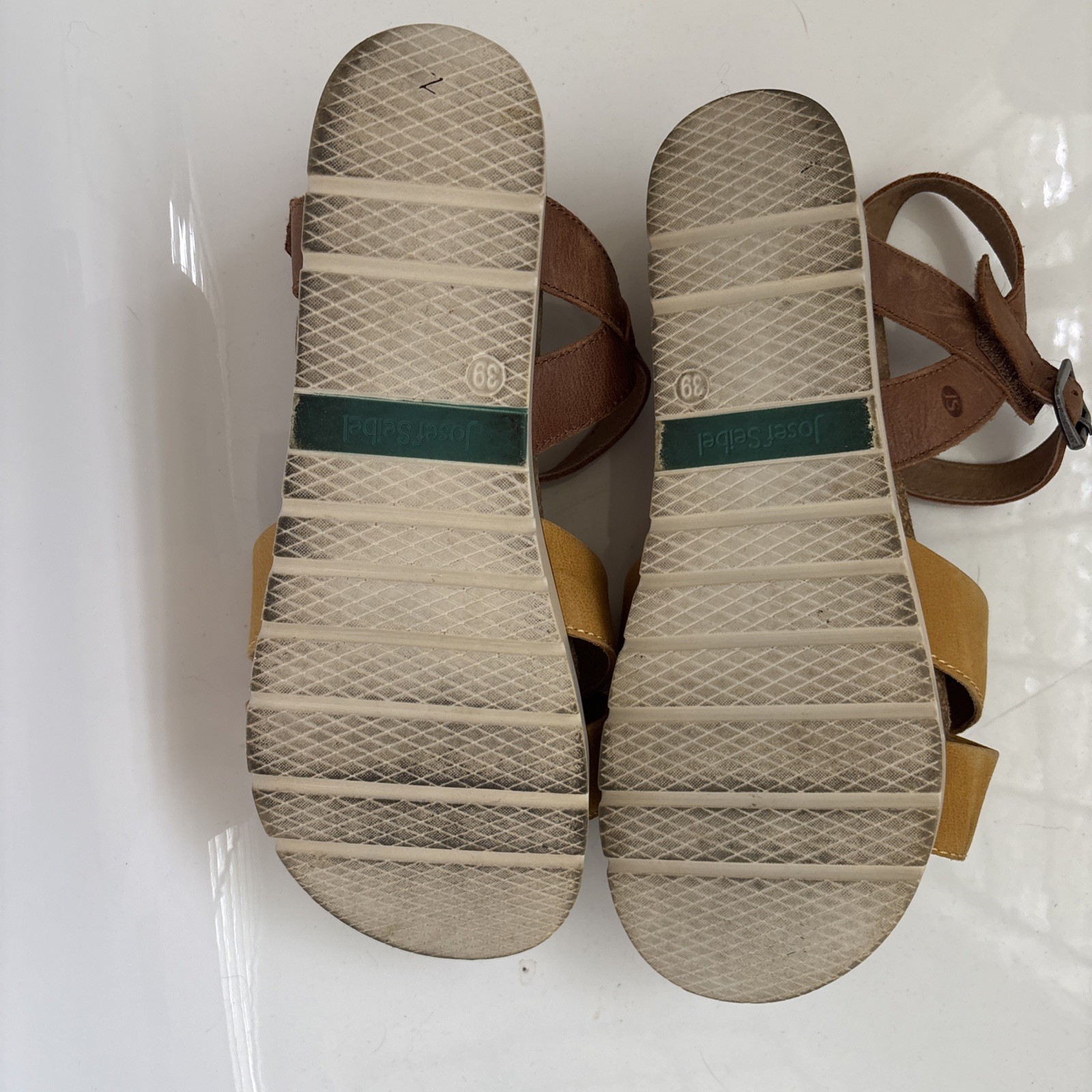 Josef Seibel Womens Slingback Sandals Size 39 U.S. 8 M Brown Tan Leather Beach