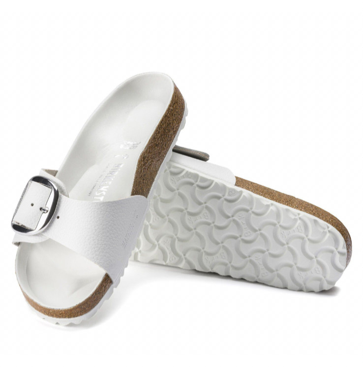 (New) Birkenstock Madrid Big Buckle White Leather Women’s Sandals Size 38/US 7