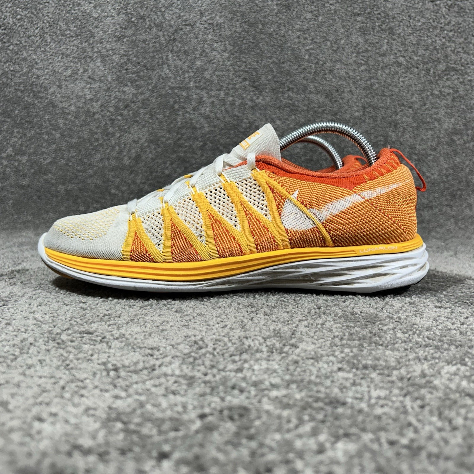 Nike Flyknit Lunar 2 620658-101 Women’s Size 11 Orange Flame Running Shoes Used