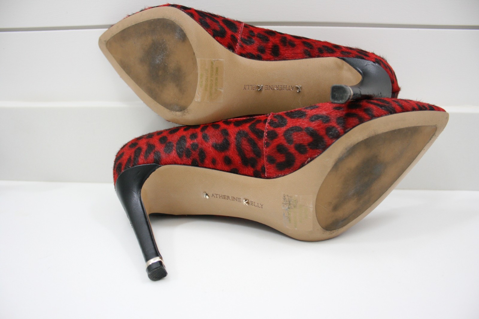 Katherine Kelly REESE Red Leopard Print Calf Hair Pointed toe Leather Pumps sz 8