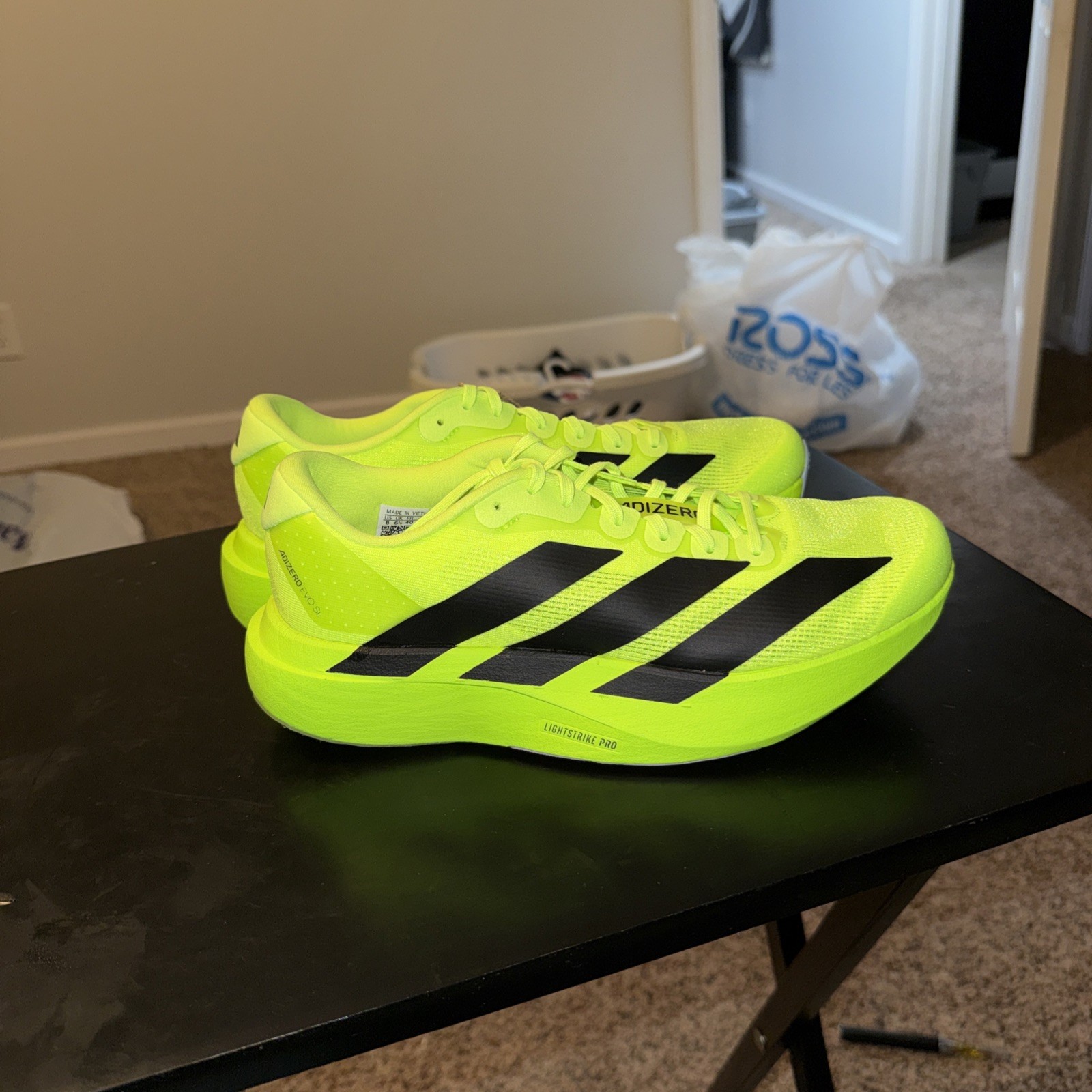 Size 8W) – Adidas Adizero Evo SL «Lucid Lemon Black» (NO BOX)