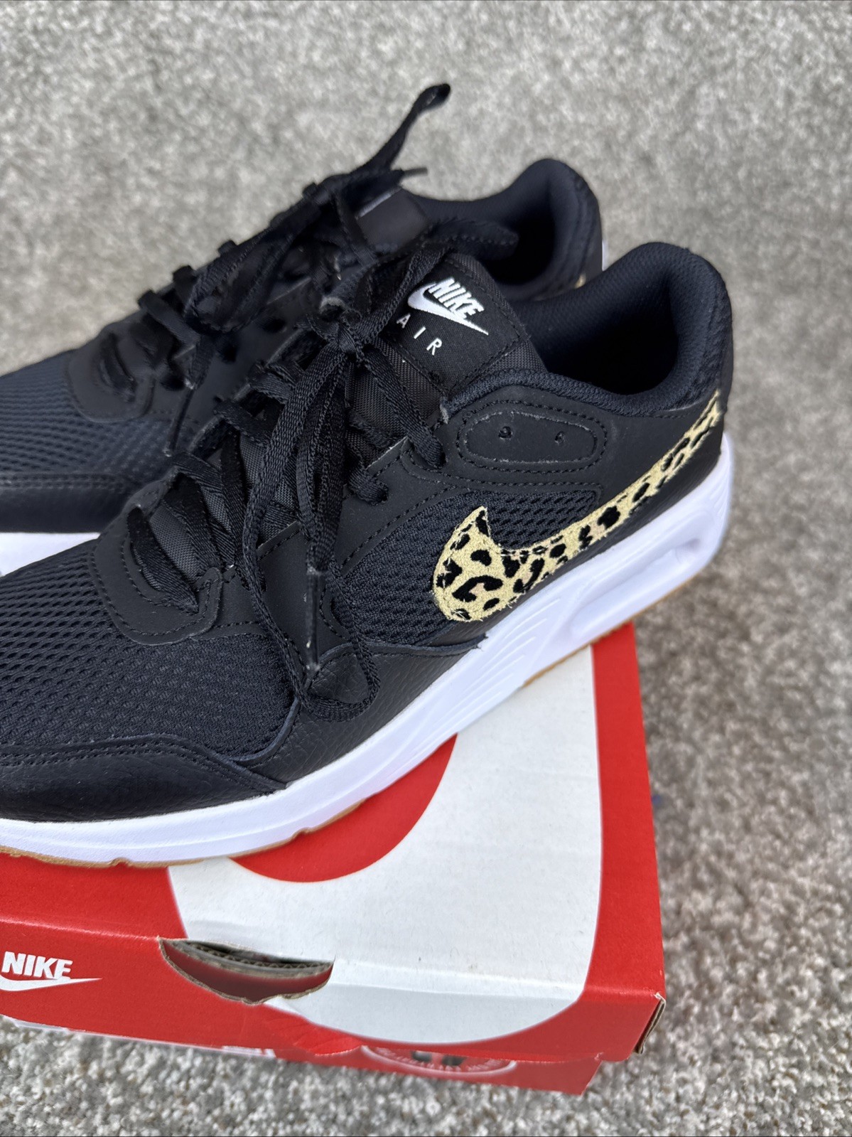 Nike Air Max SC Leopard Swoosh Women’s Black Animal Print Sneakers Sz 6 New