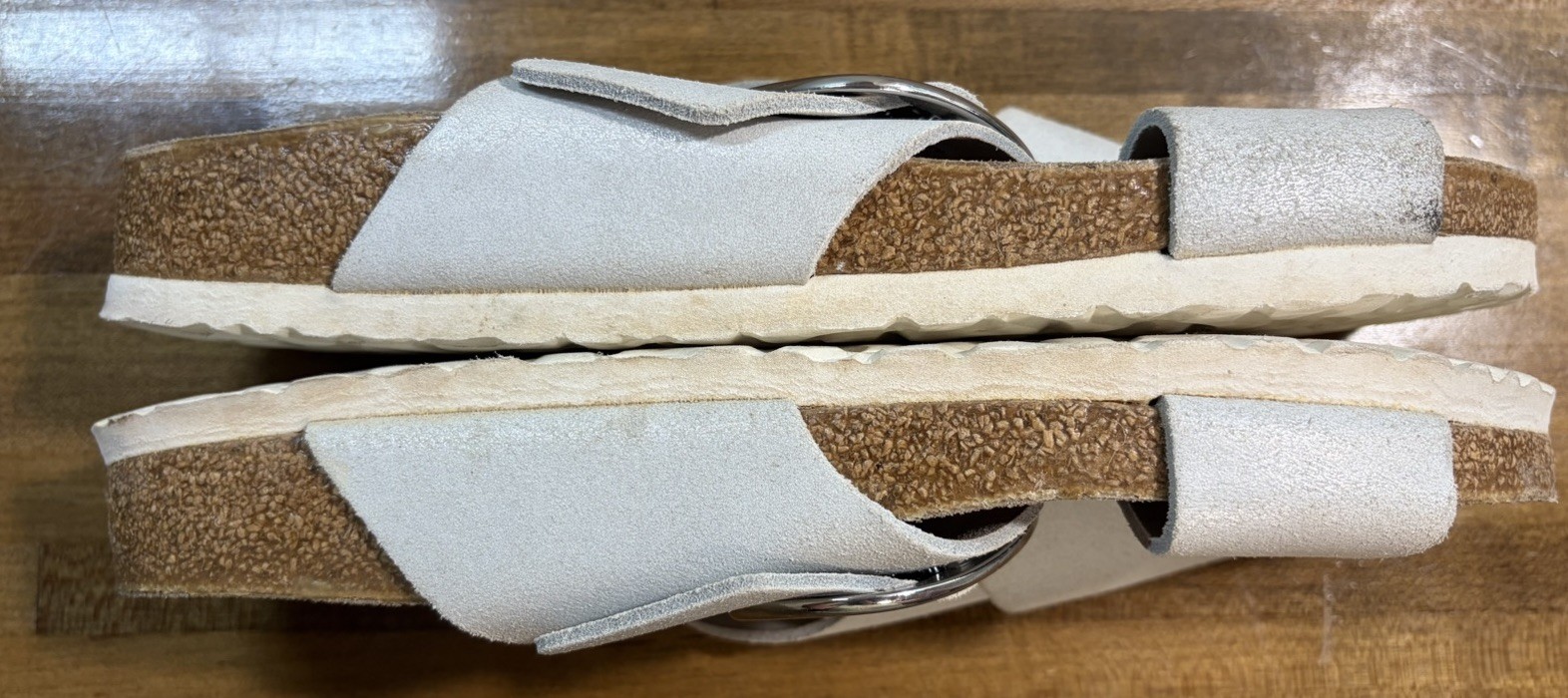 Birkenstock Siena Big Buckle Cross Strap Sandal Whitewash Metallic SZ42/US11W
