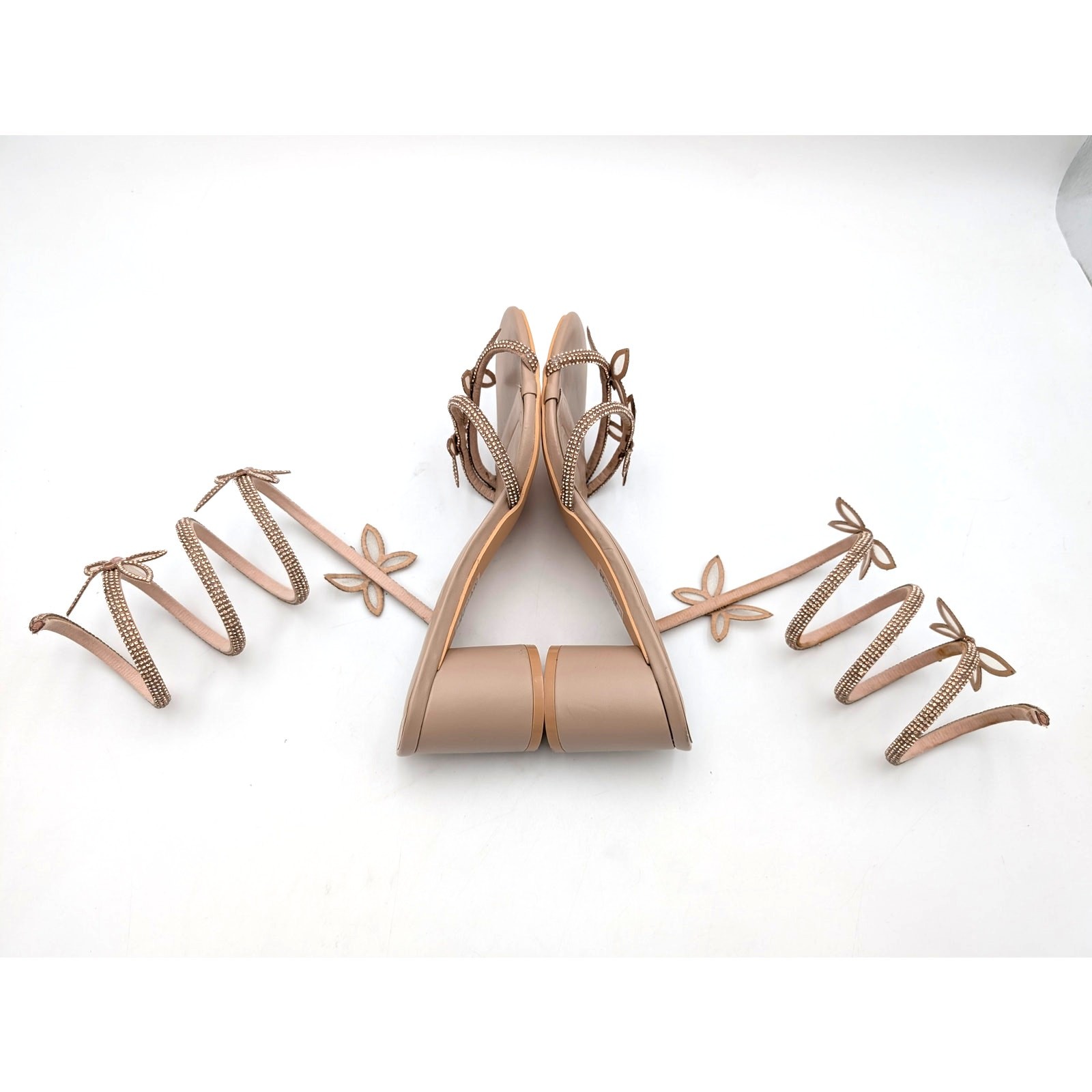 Azalea Wang Quinton Ankle Wrap Block Heel Sandals Women’s Nude Size US9 EU39.5