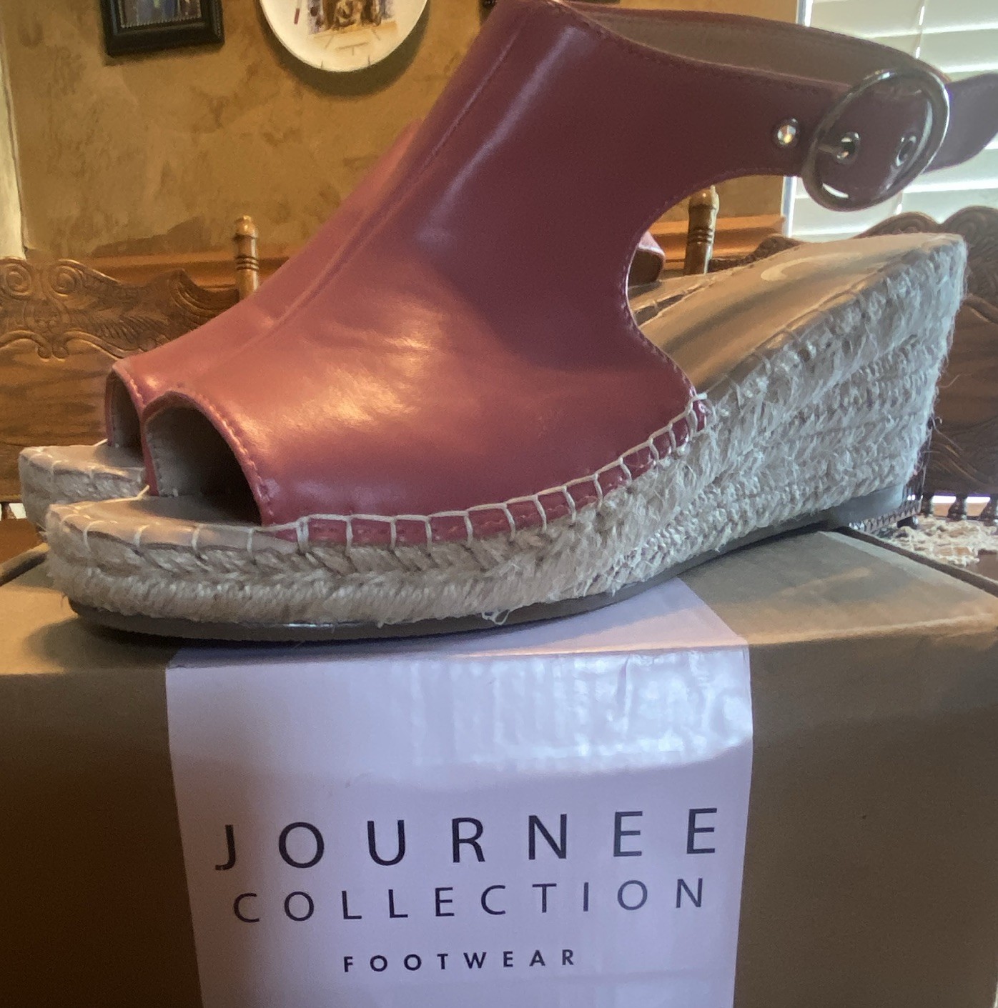 Journee Collection Women’s Coral Solid Open-Toe Slingback Wedge Buckle Sandals
