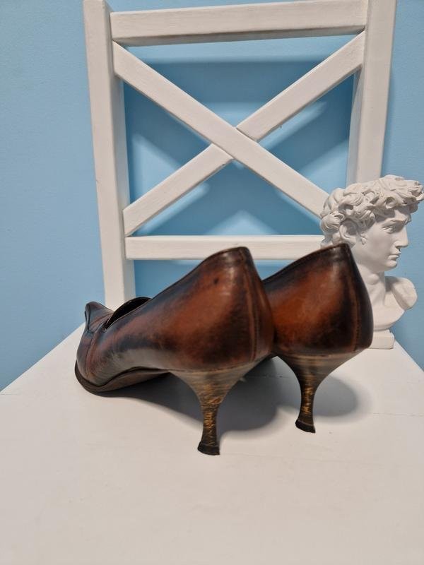 Women Navyboot Heels Brown Leather 37 #B9OI