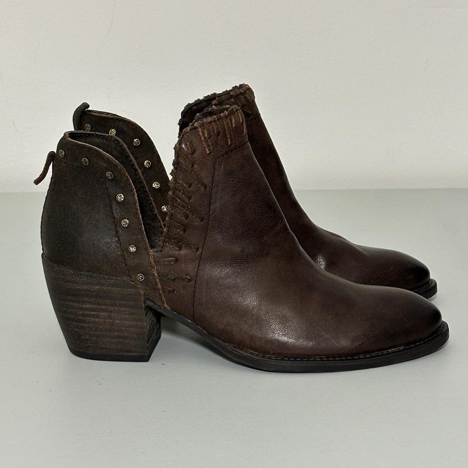 Otbt Women Boot 7.5M Santa Fe Bootie Coffee Bean Brown Studed Ankle Boho Western