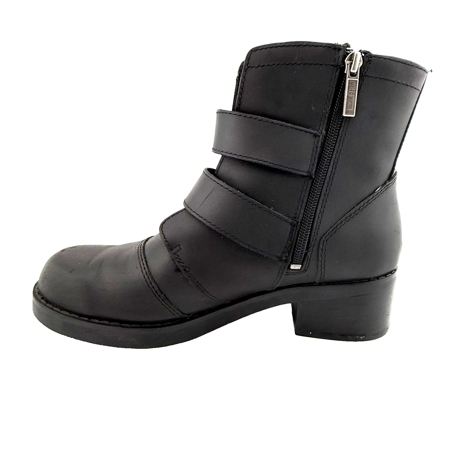 Harley Davidson Womens Black Biker Motorcycle Gothic Buckle Boots 8.5M CLEAN